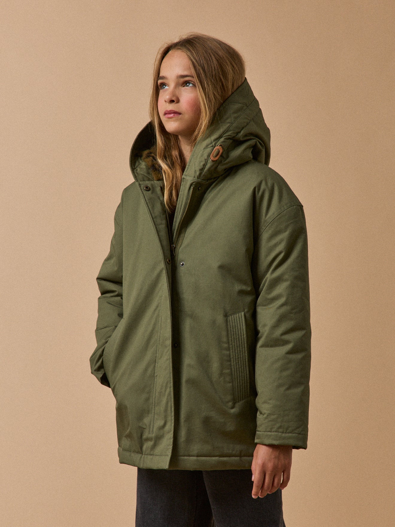 Girl's short parka with leopard-print lining - Cyrillus COM