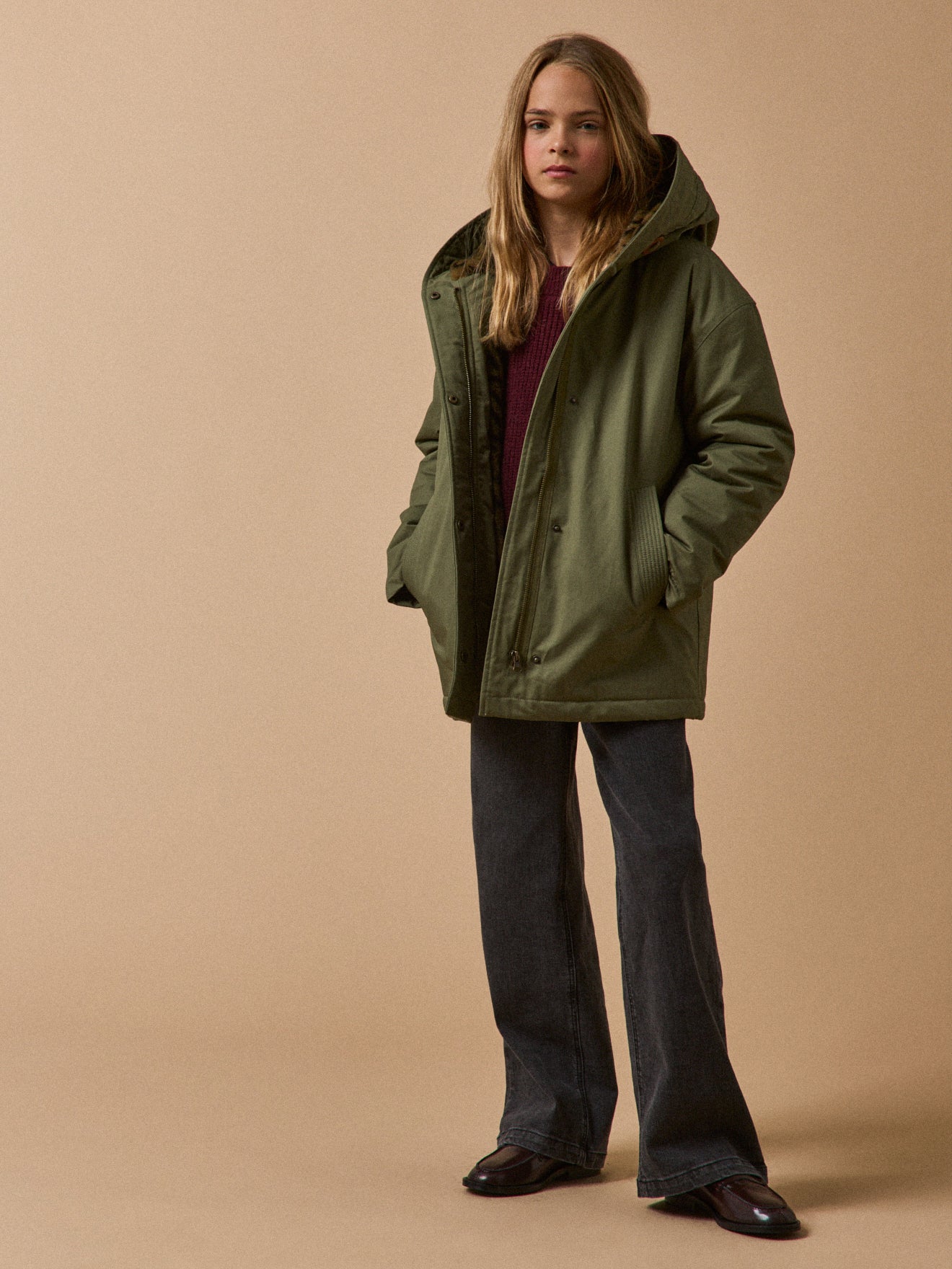 Girl's short parka with leopard-print lining - Cyrillus COM