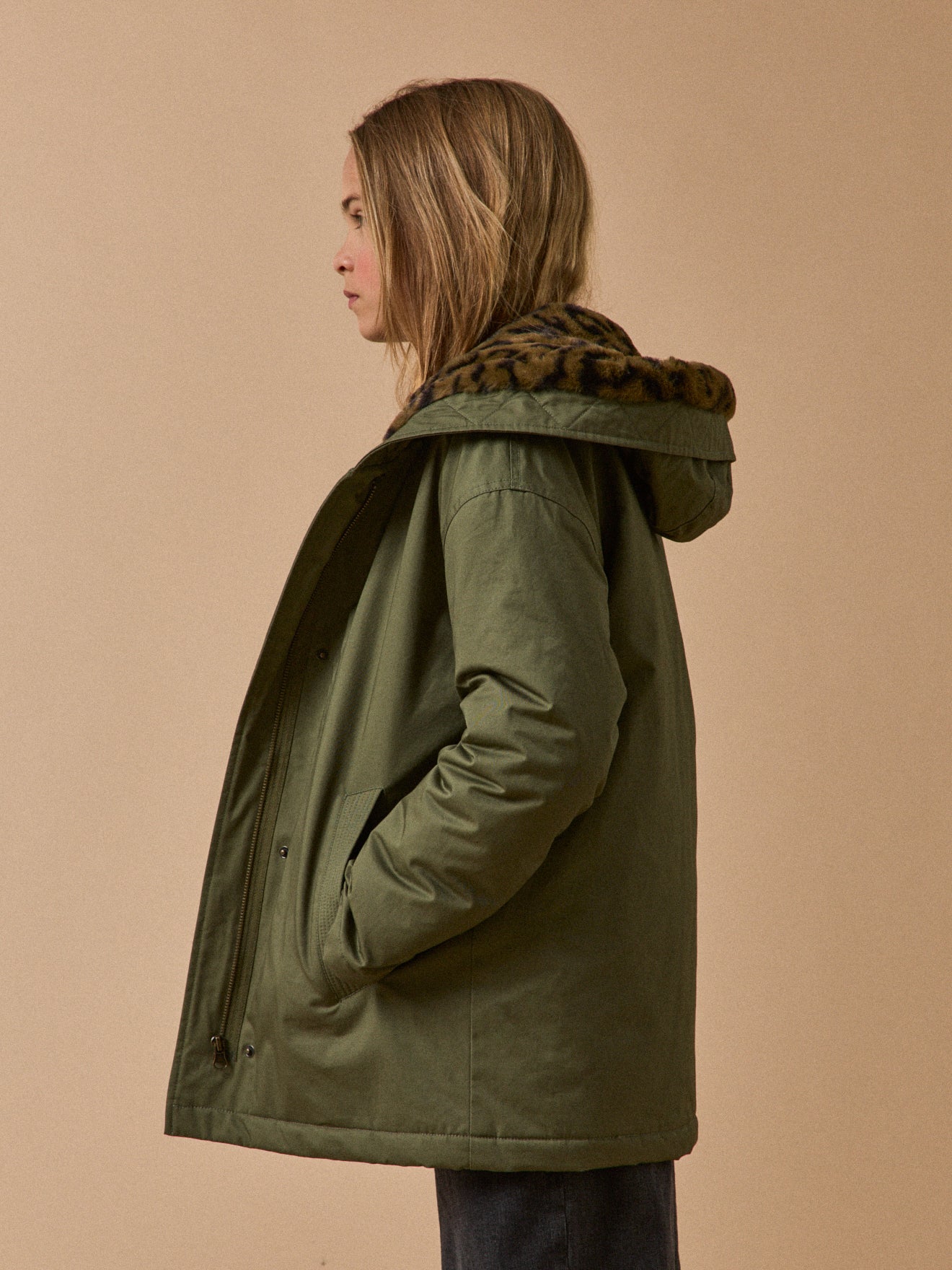 Parka courte doublée léopard - Collection Junior