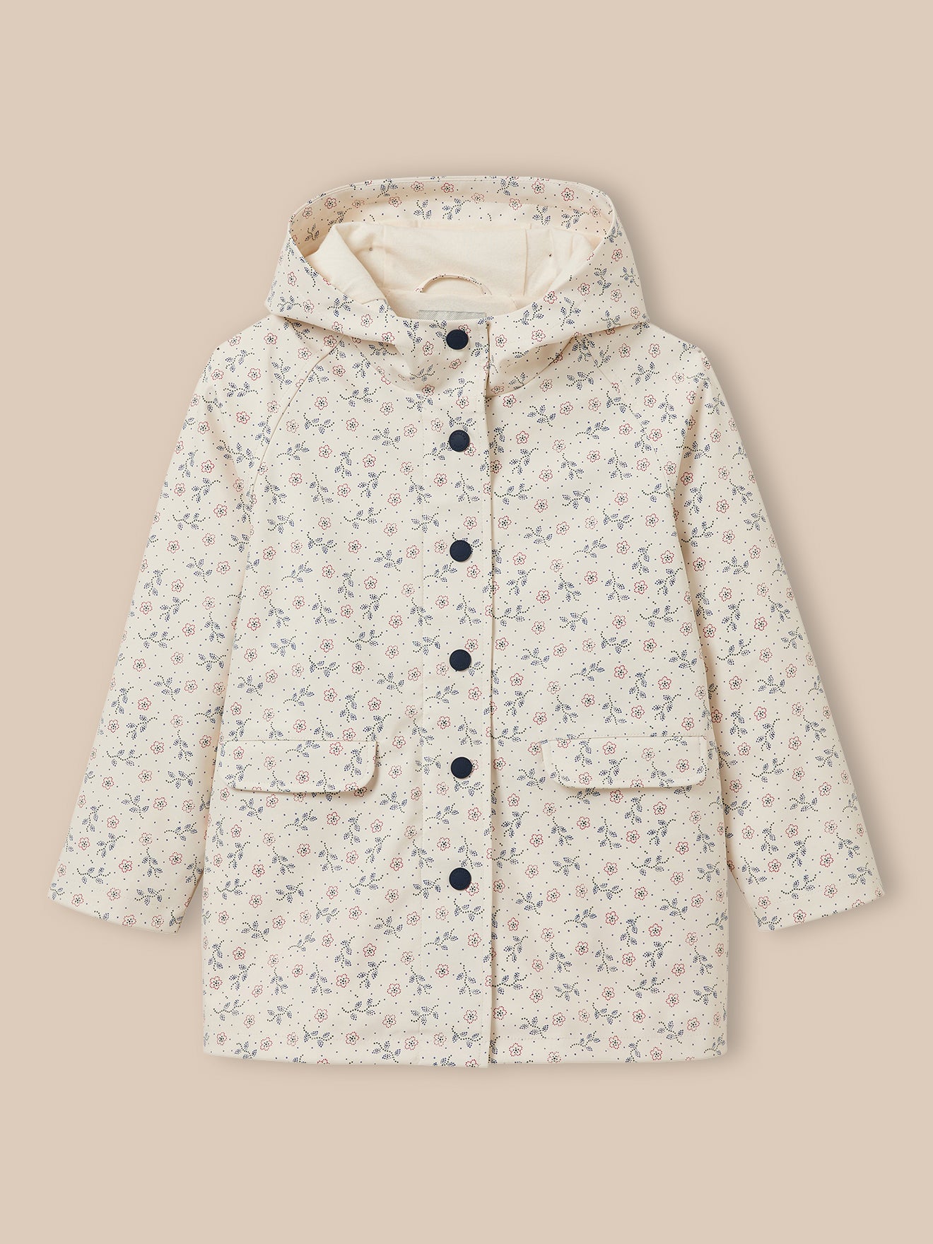 Girl's Lily-print, hooded rain slicker