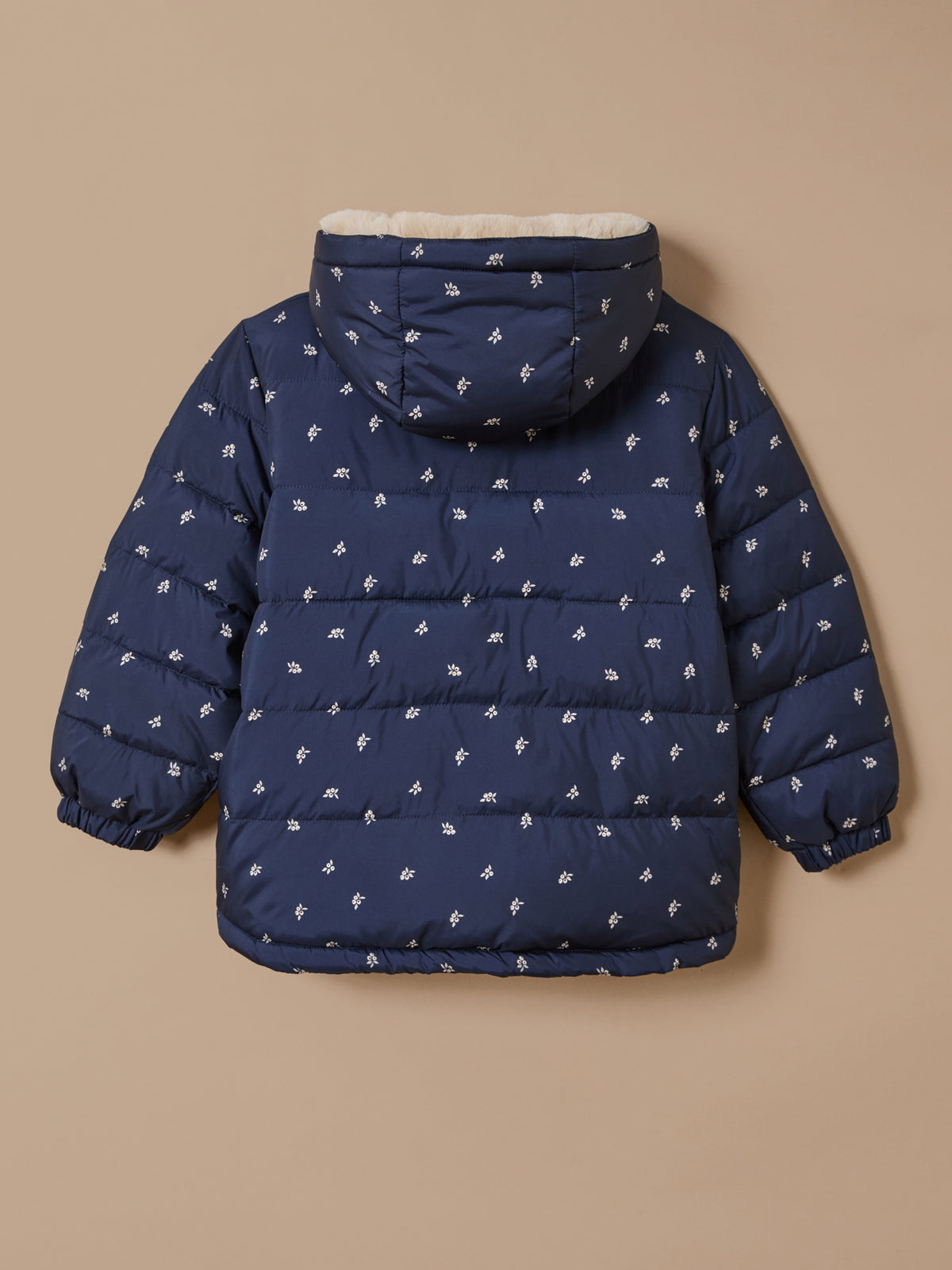 Girl's fleece-lined print puffer