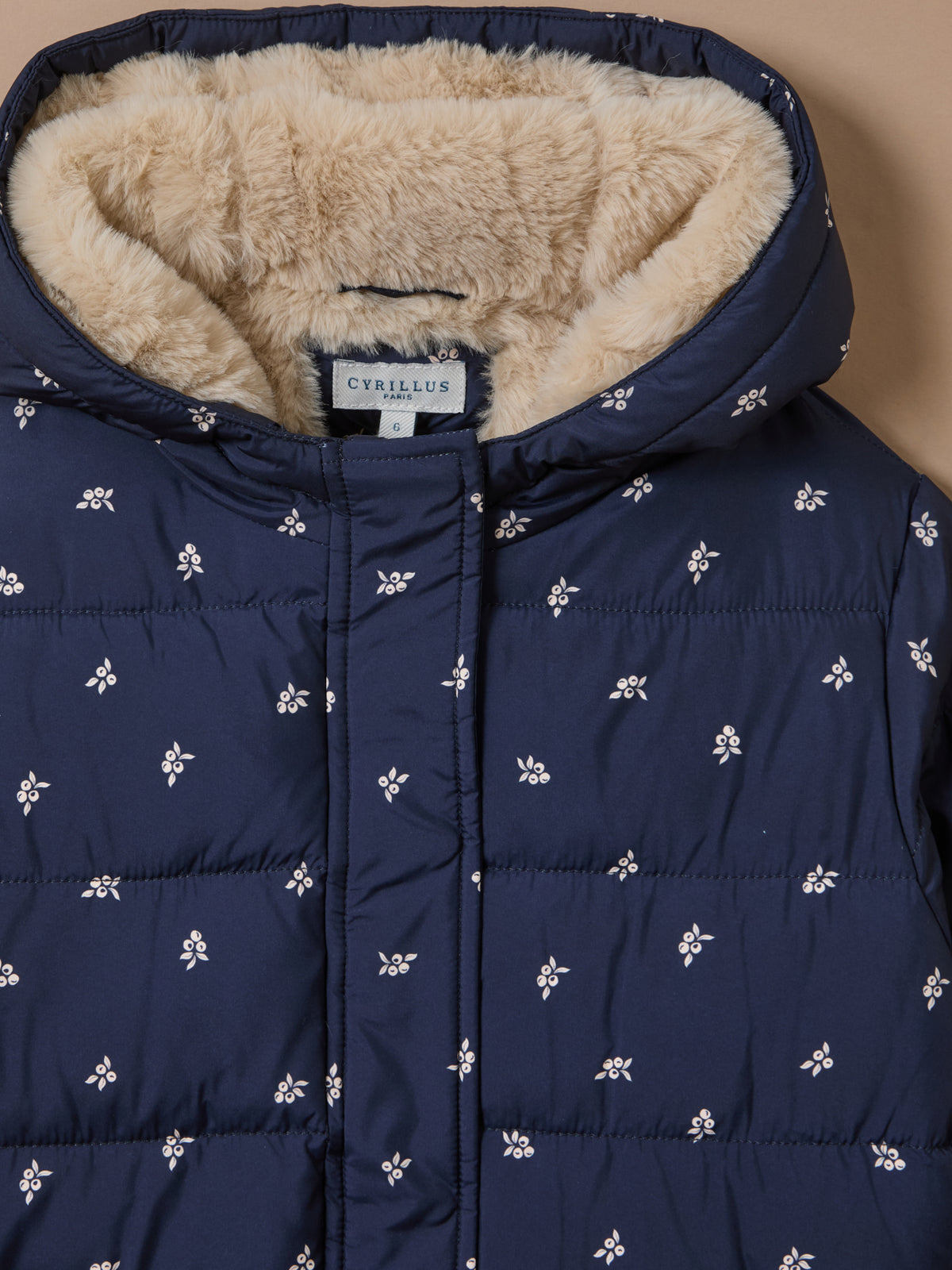 Girl's fleece-lined print puffer