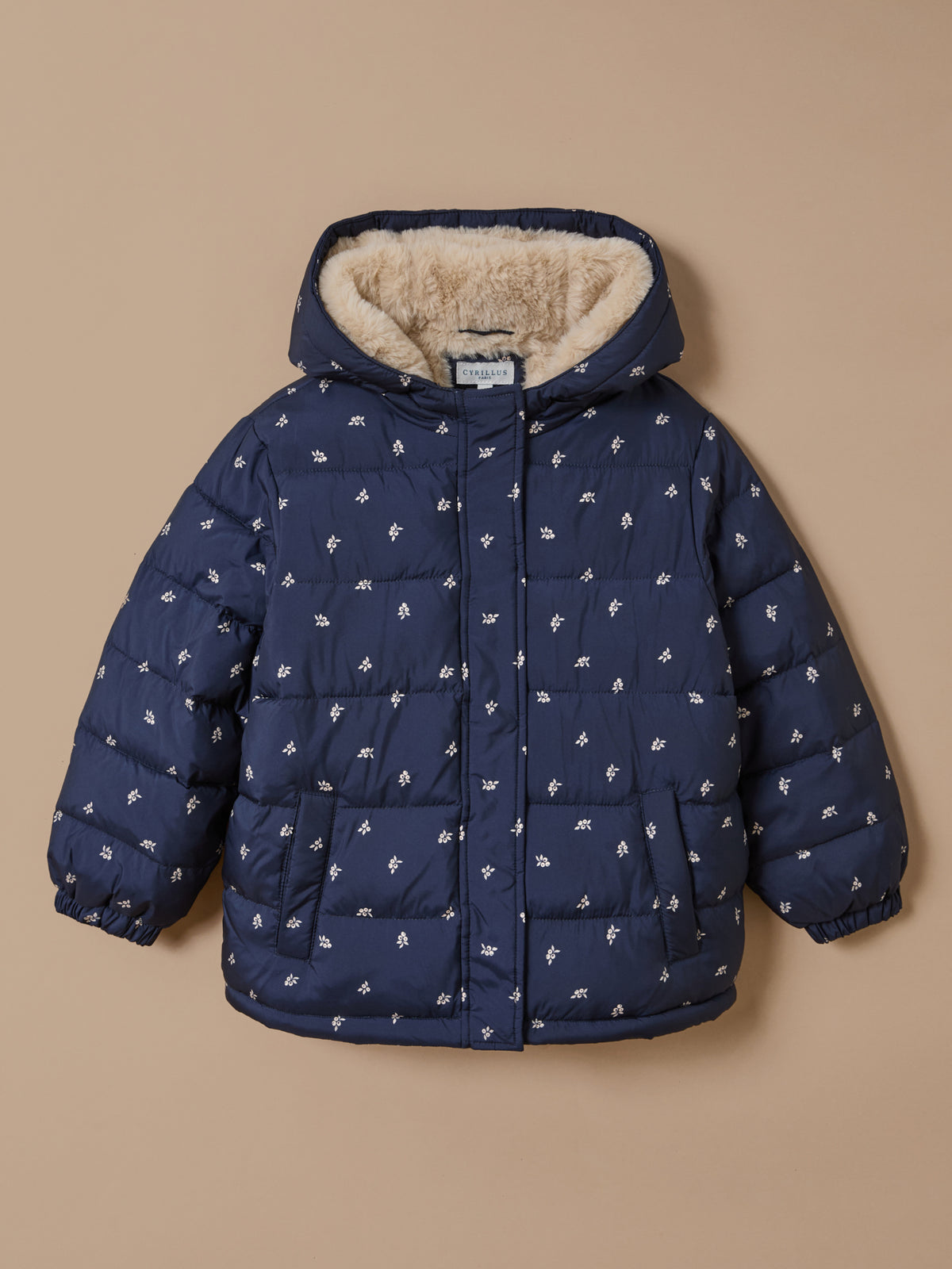 Girl's fleece-lined print puffer