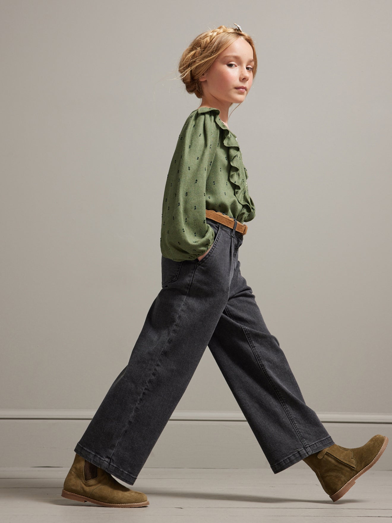 Girl's wide-leg denim trousers - Junior Collection