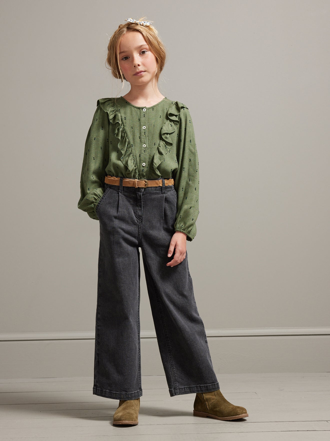 Girl's wide-leg denim trousers - Junior Collection