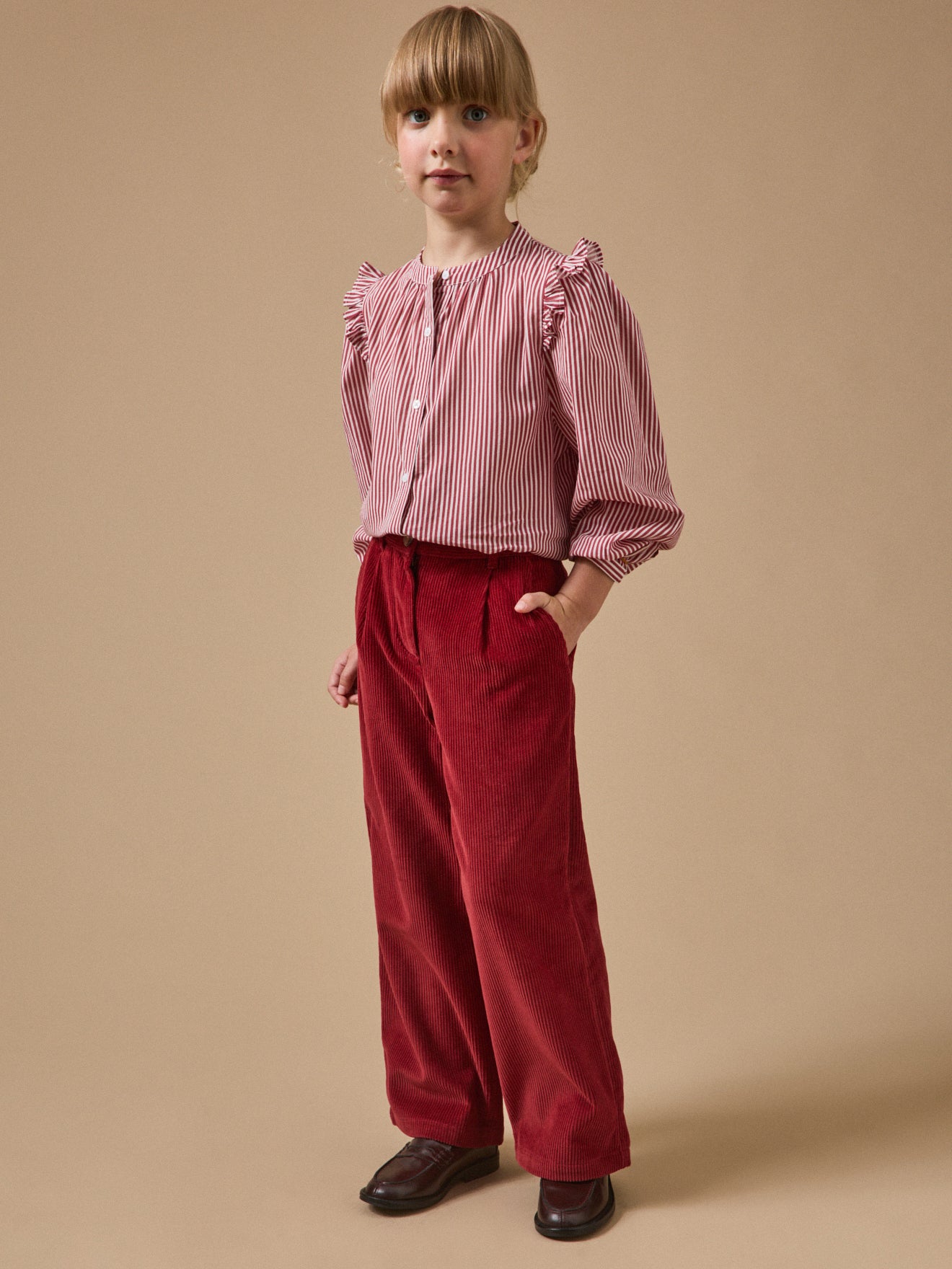 Girl's flared corduroy trousers