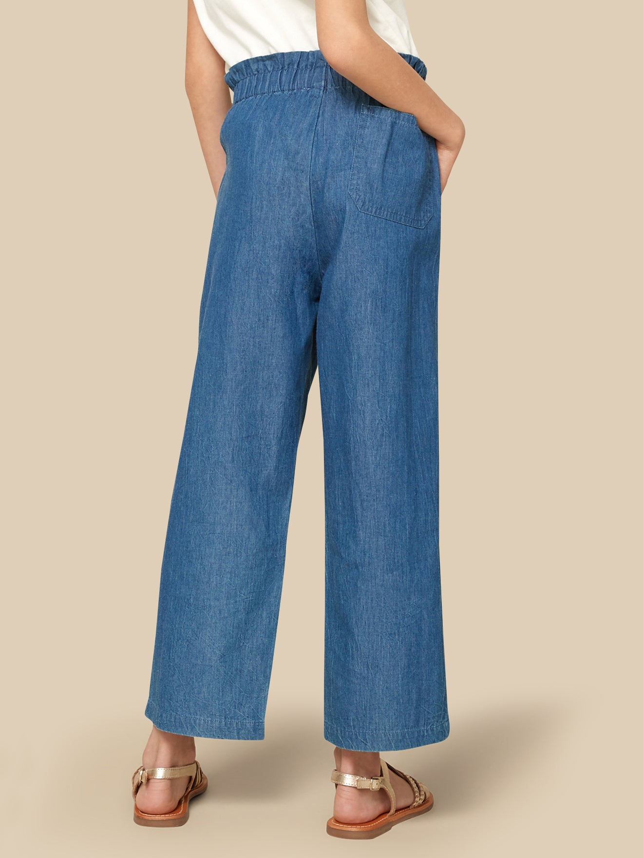 Pantalon large Fille en denim light