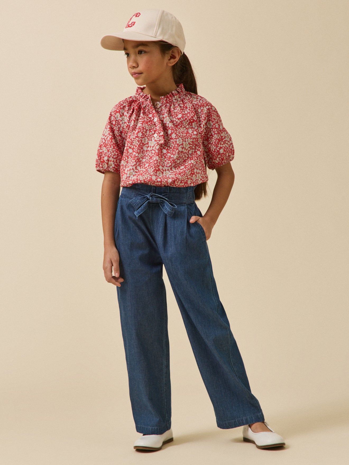 Pantalon large Fille en denim light