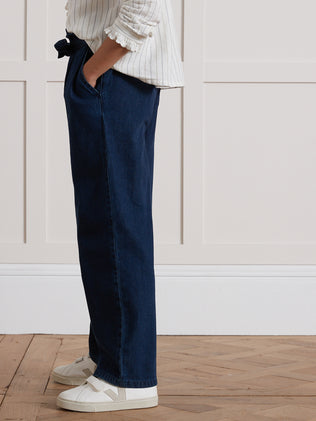 Girl's wide-leg lightweight denim trousers