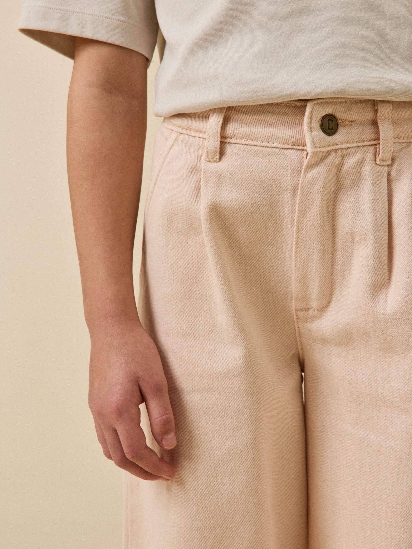 Pantalon large Fille en denim couleur - Collection Junior