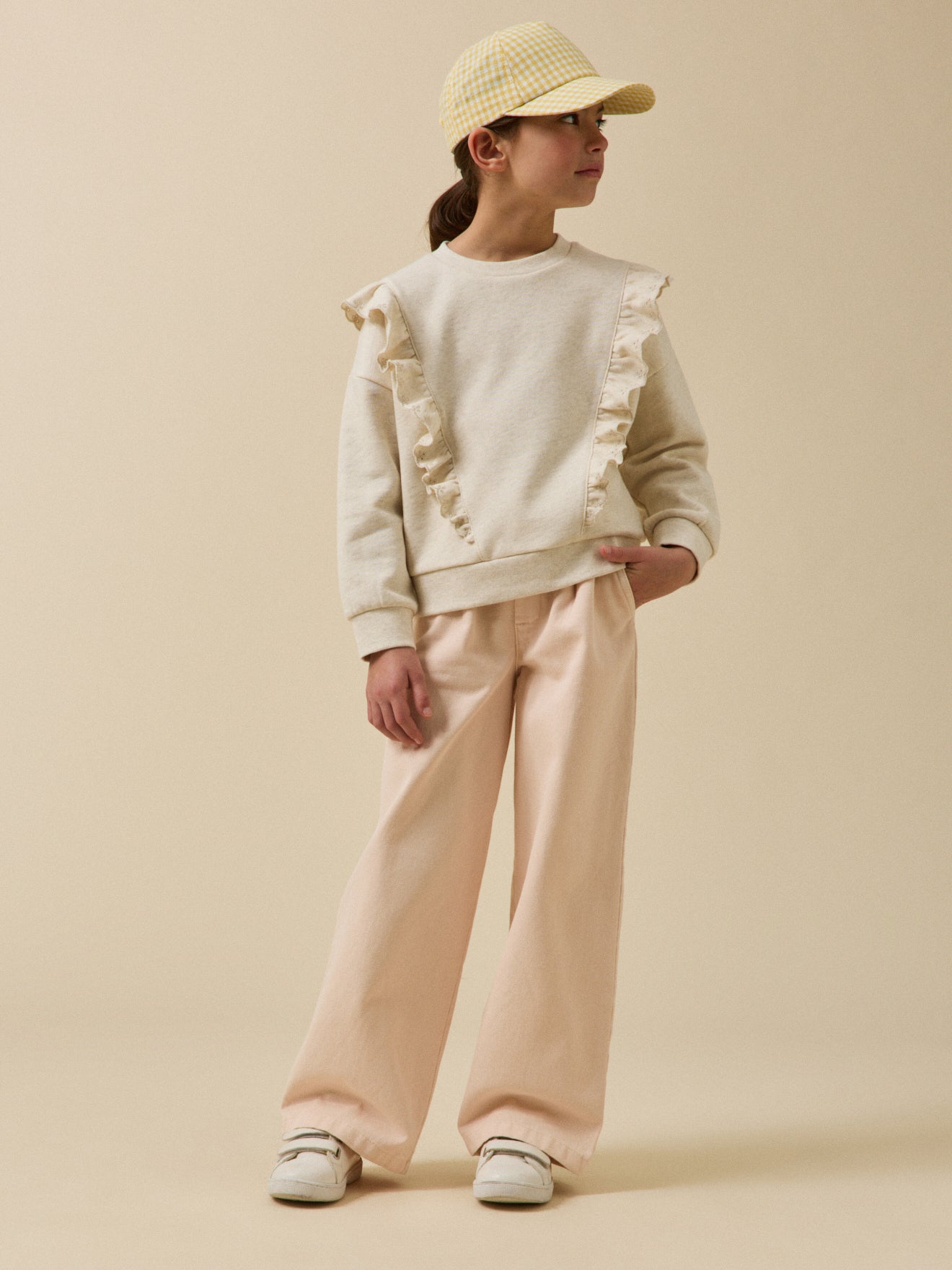 Pantalon large Fille en denim couleur - Collection Junior