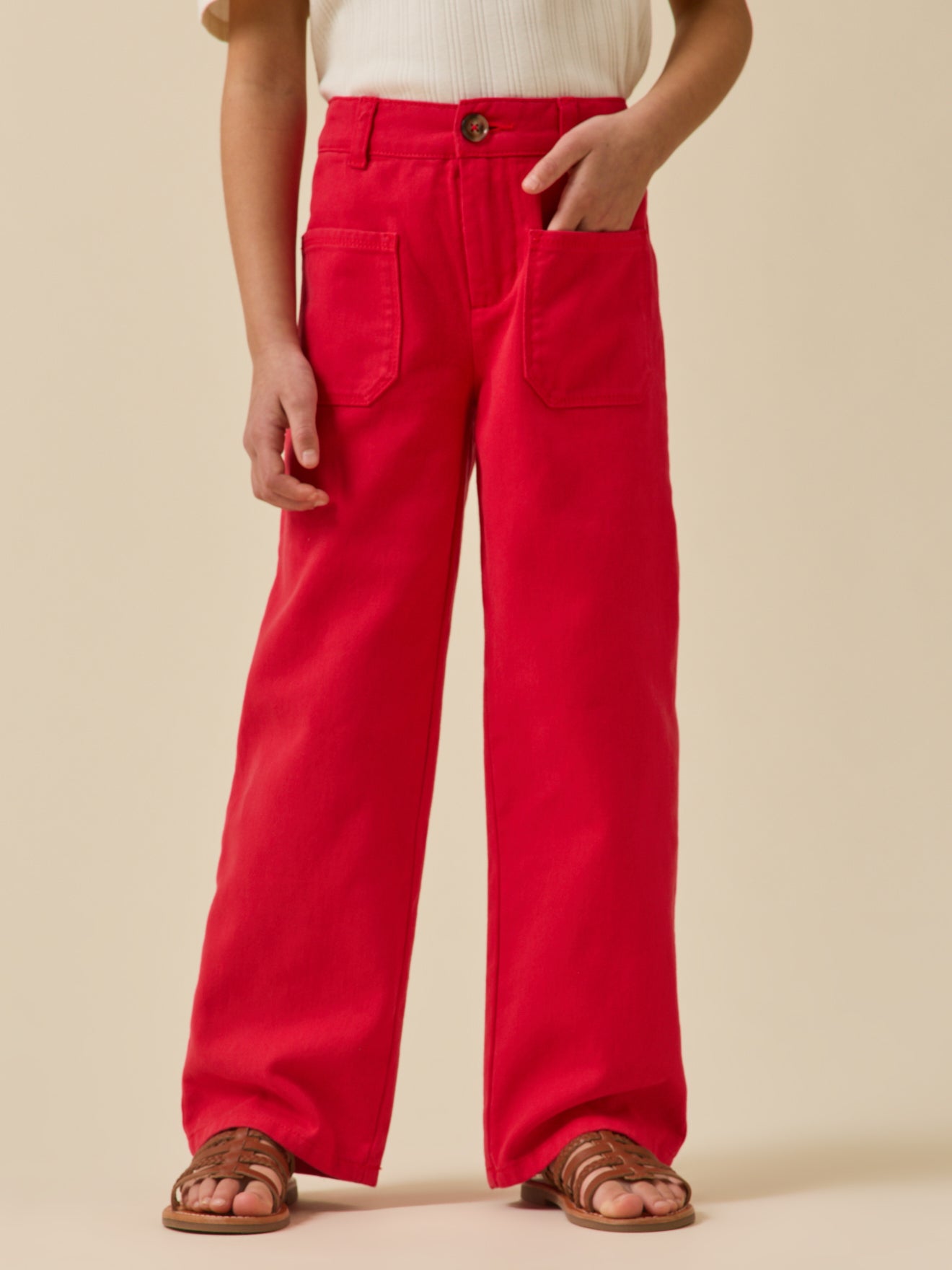Girl's straight-leg denim trousers