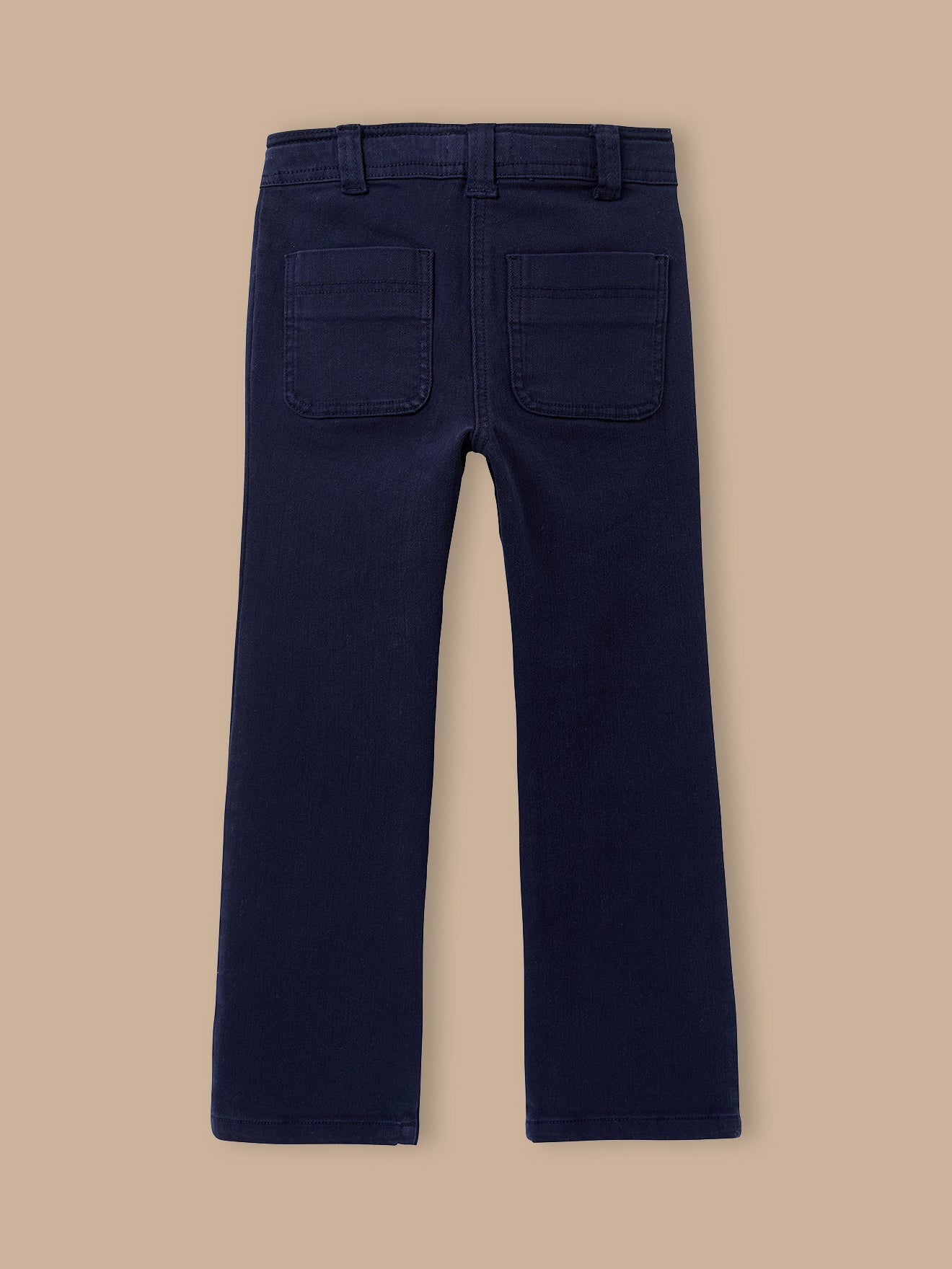 Girl's flared-leg twill trousers
