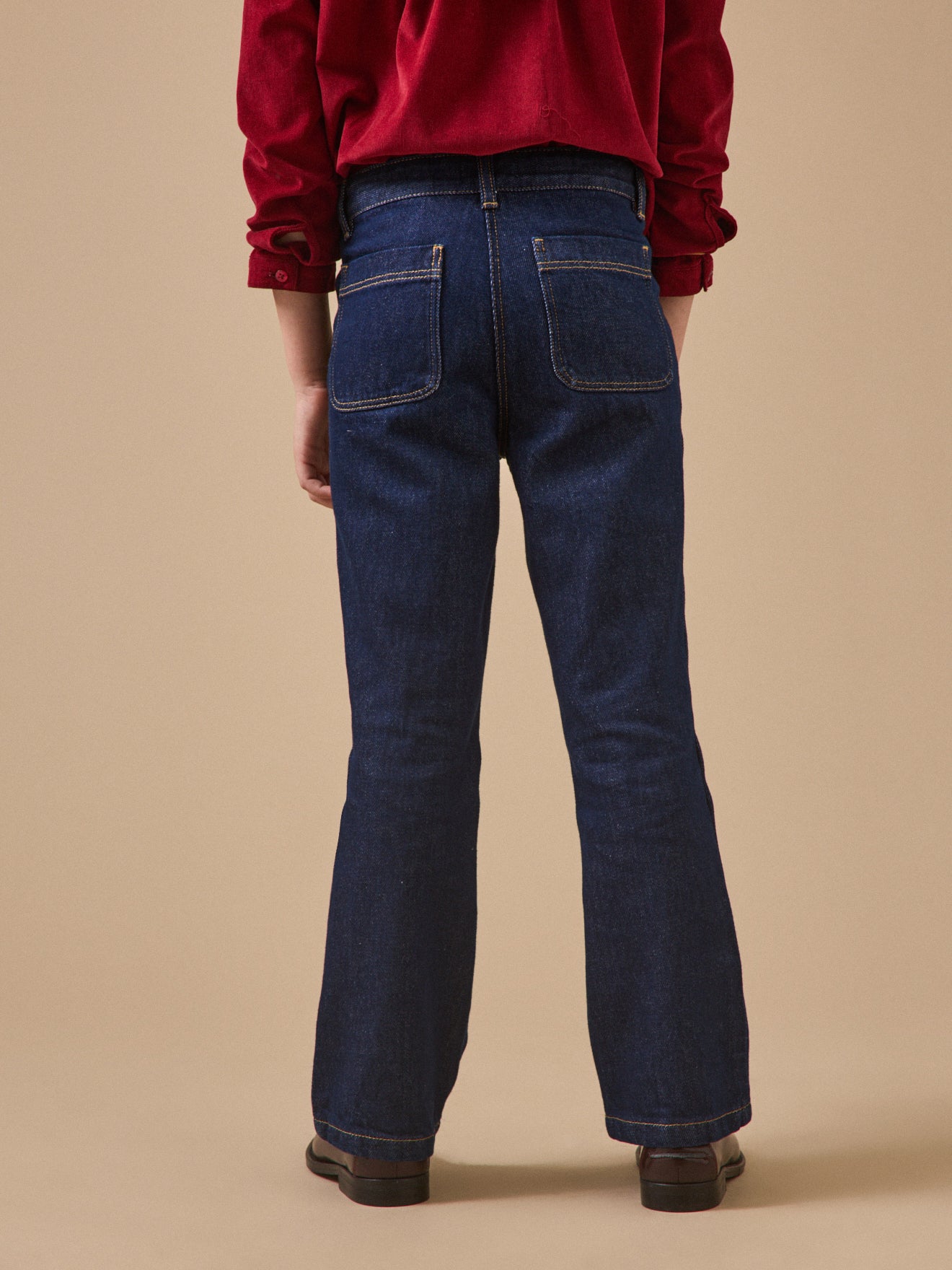 Girl's flared-leg twill trousers