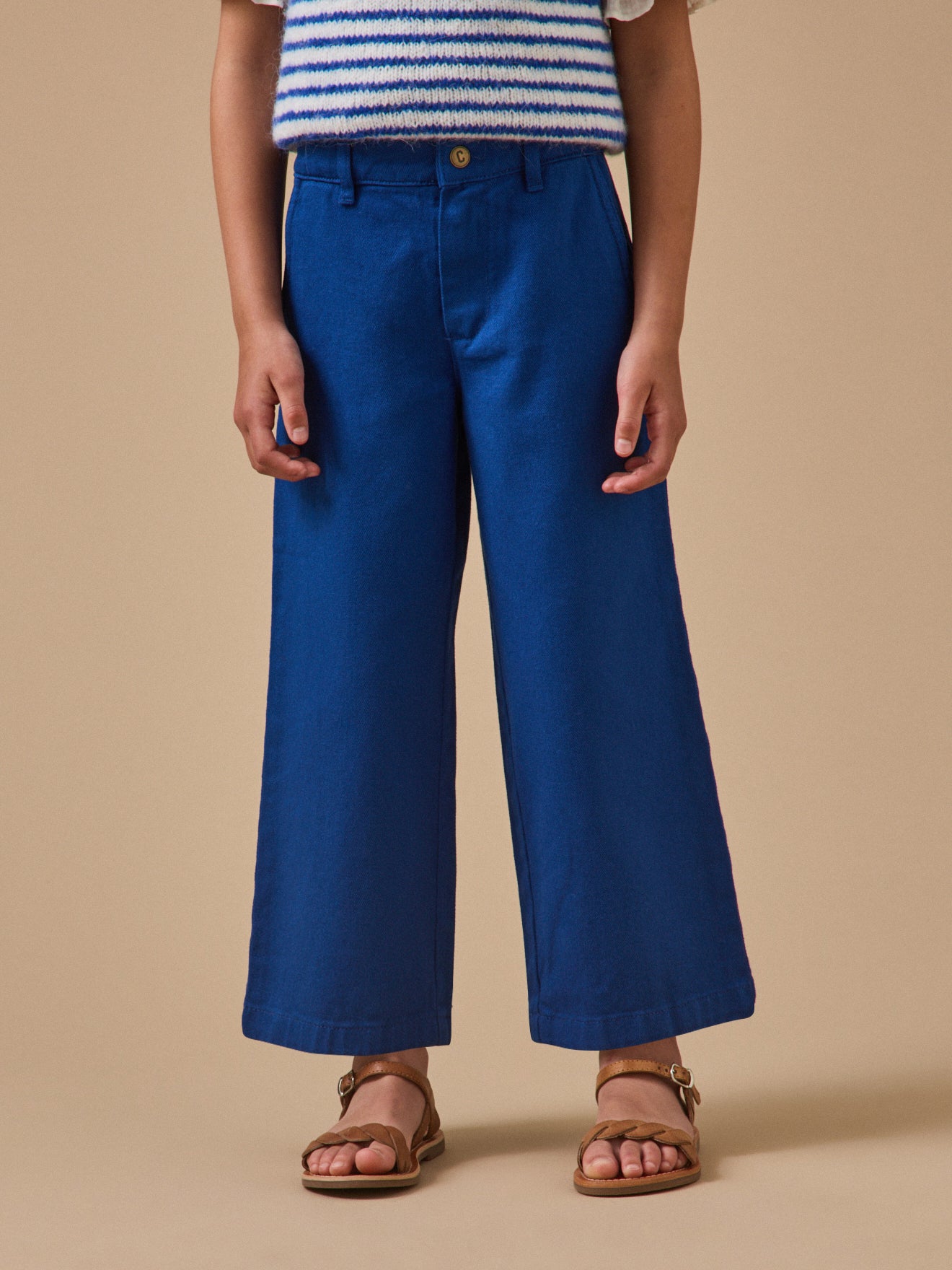 Girl's wide-leg twill trousers - The Junior Collection