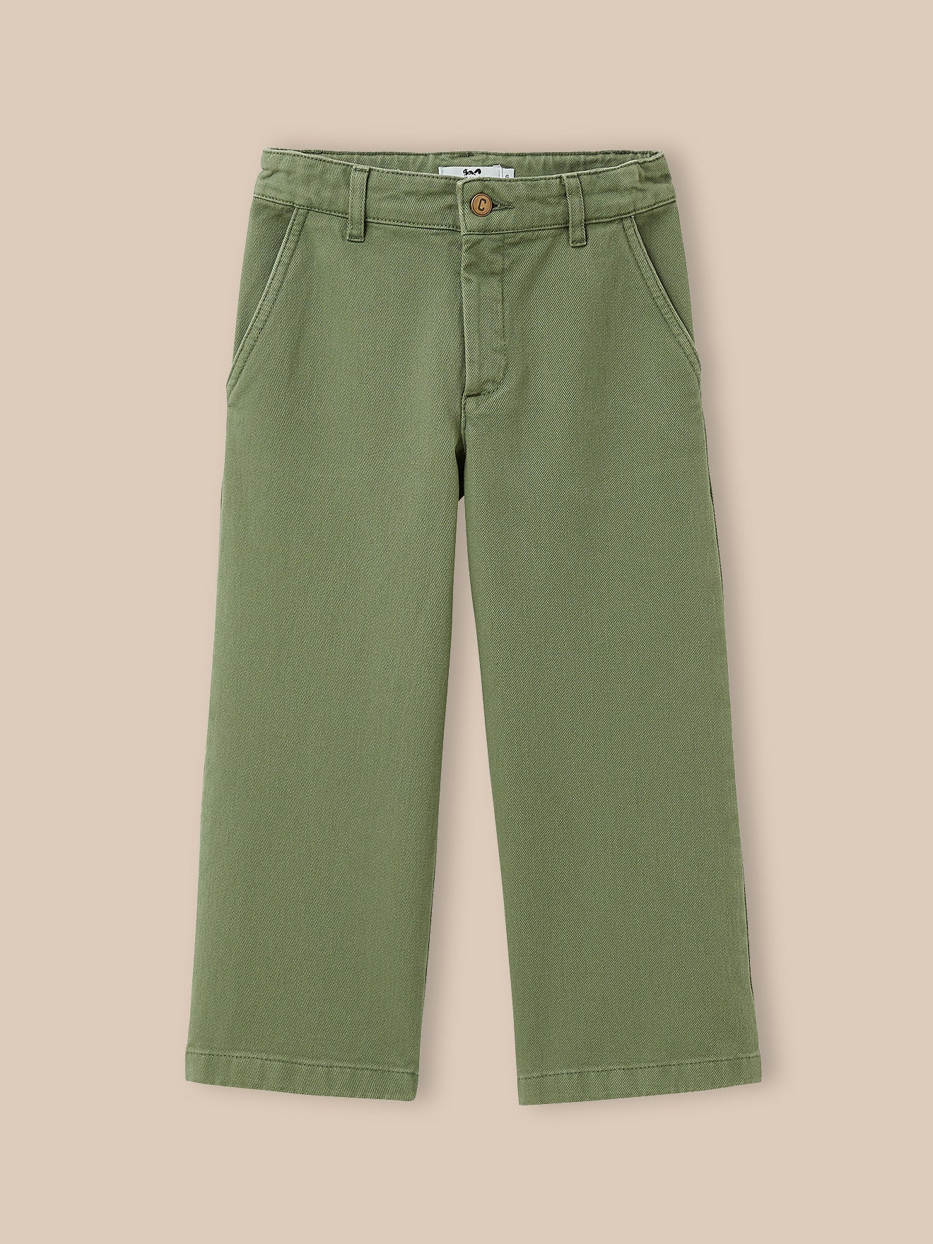 Girl's wide-leg twill trousers