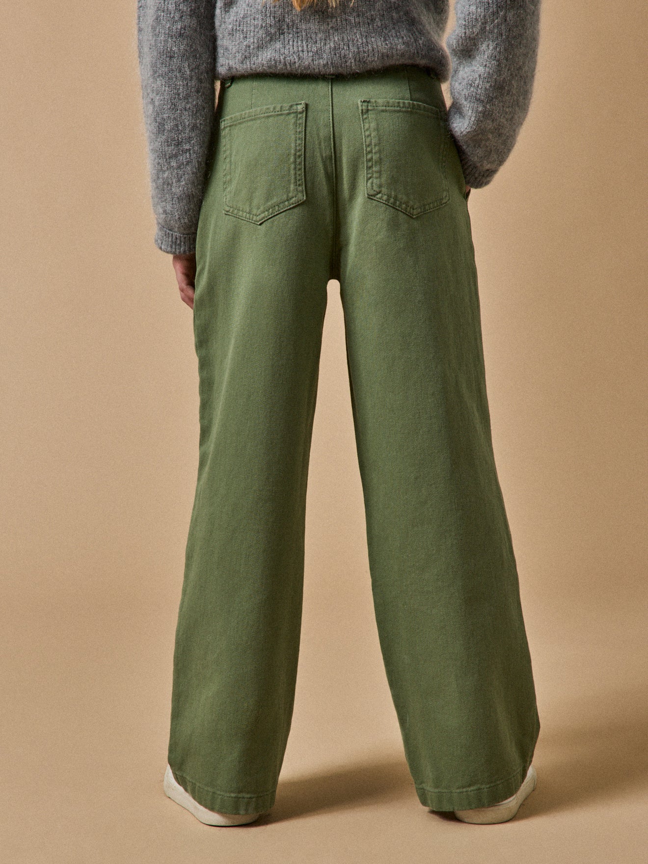 Girl's wide-leg twill trousers