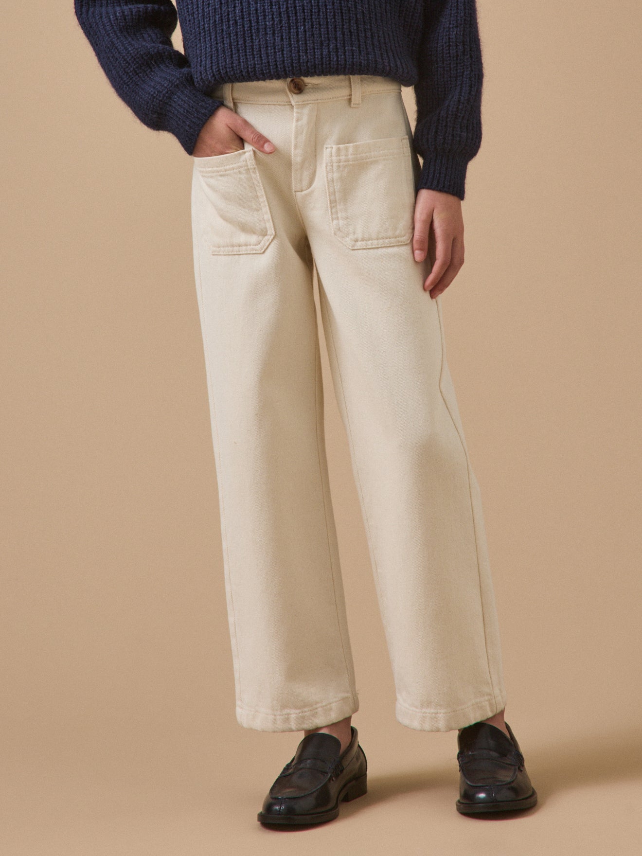 Girl's straight-leg denim trousers