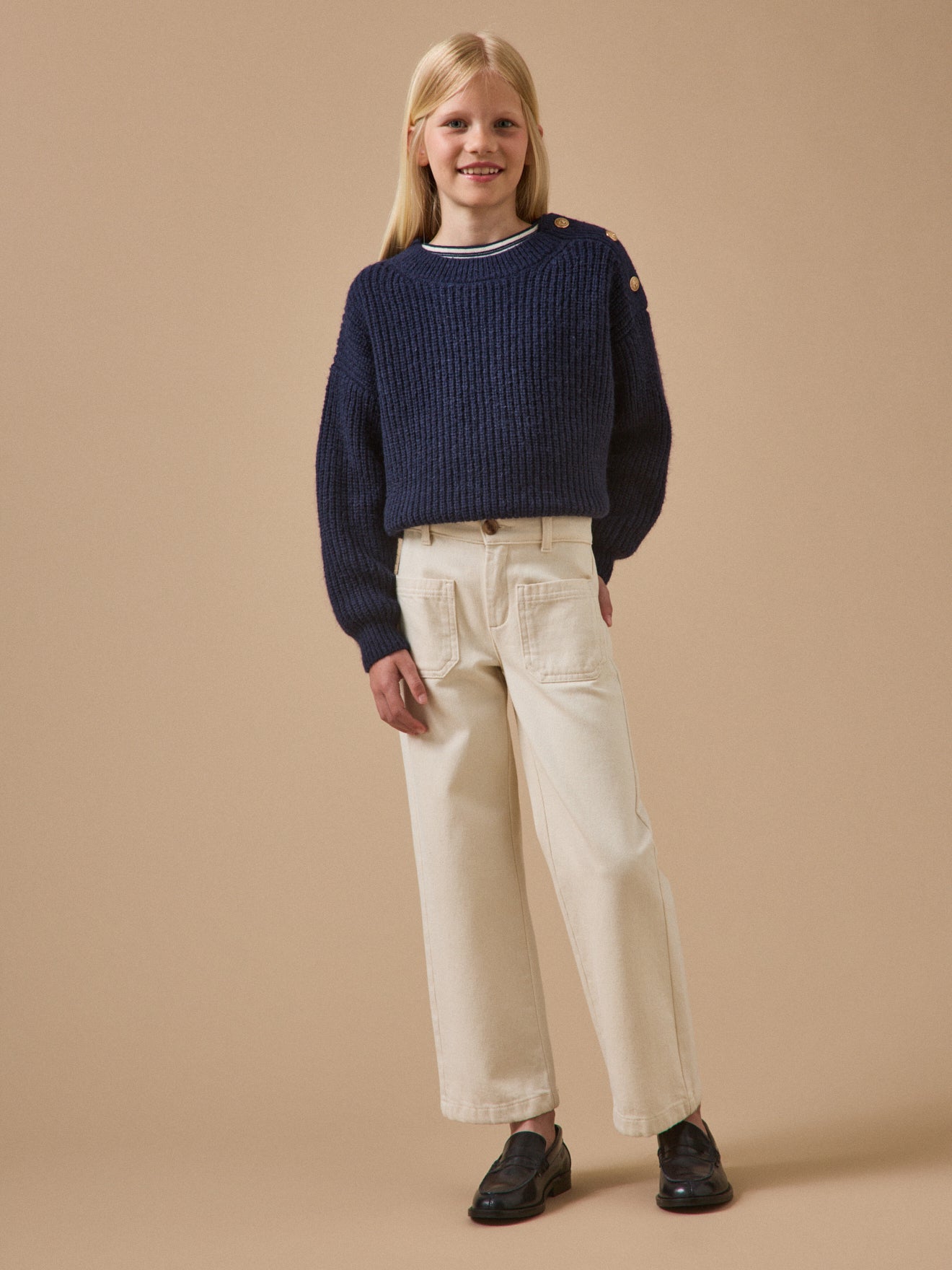Girl's straight-leg denim trousers
