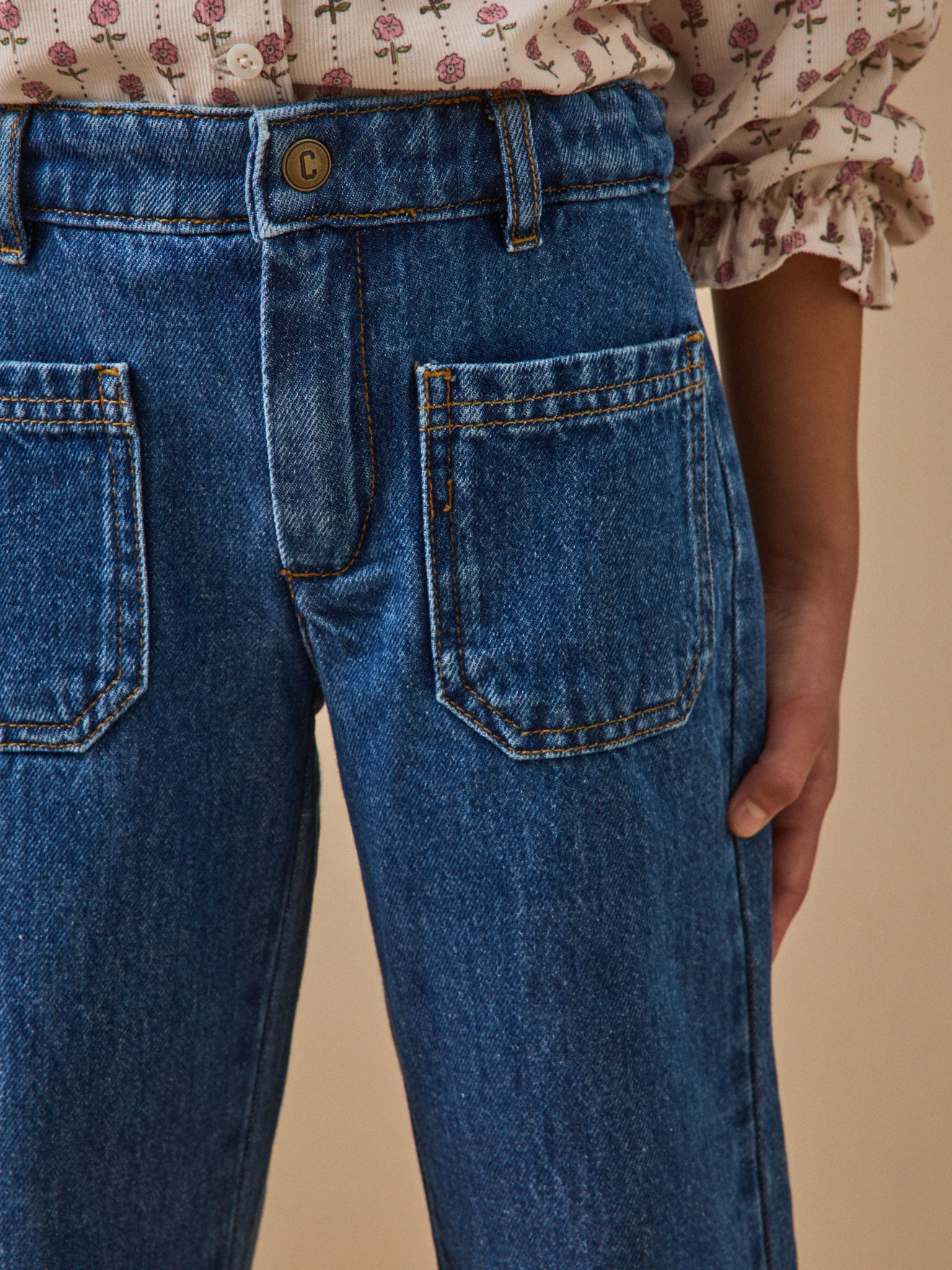 Girl's straight-leg denim trousers
