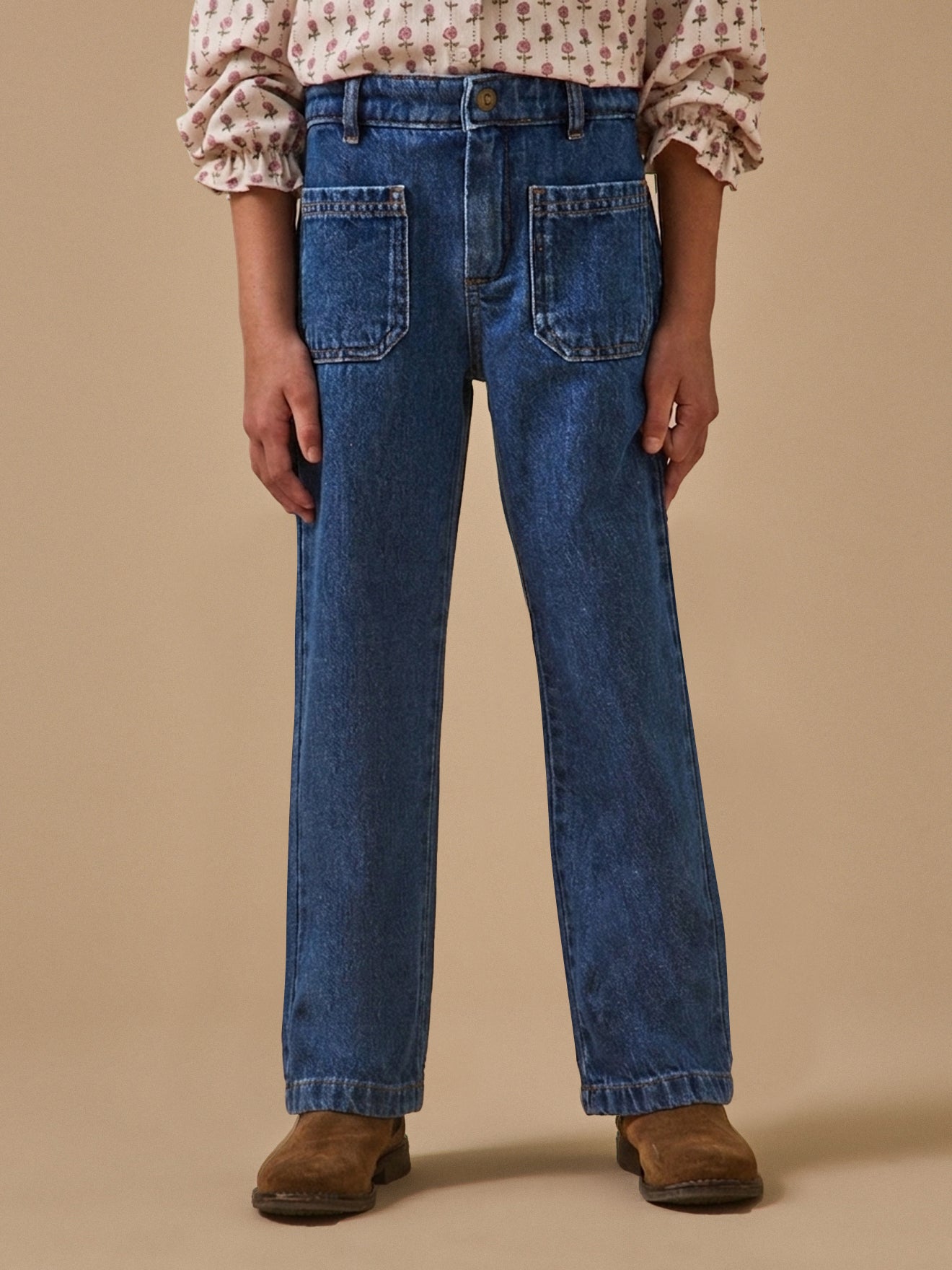Girl's straight-leg denim trousers