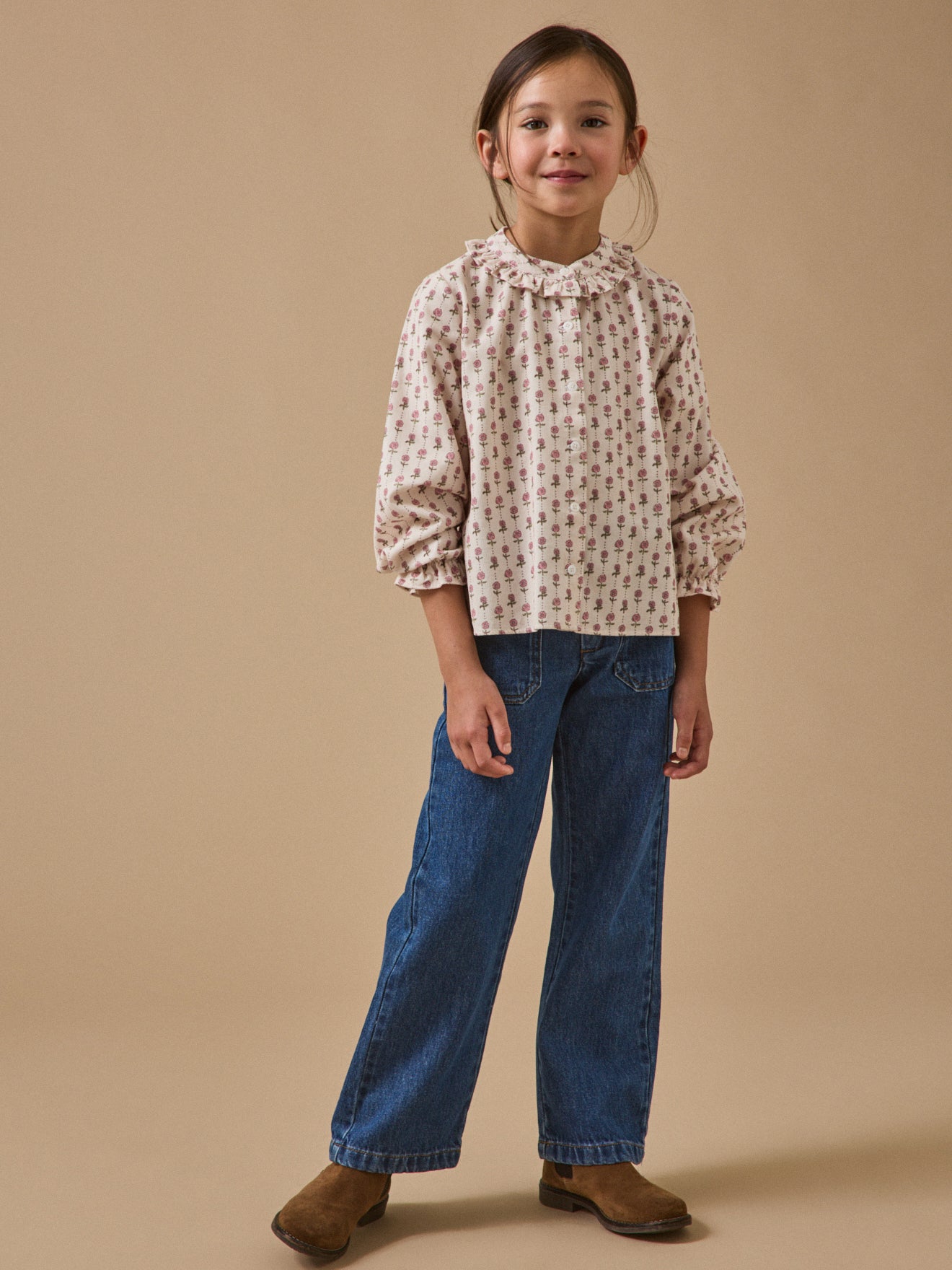 Girl's straight-leg denim trousers