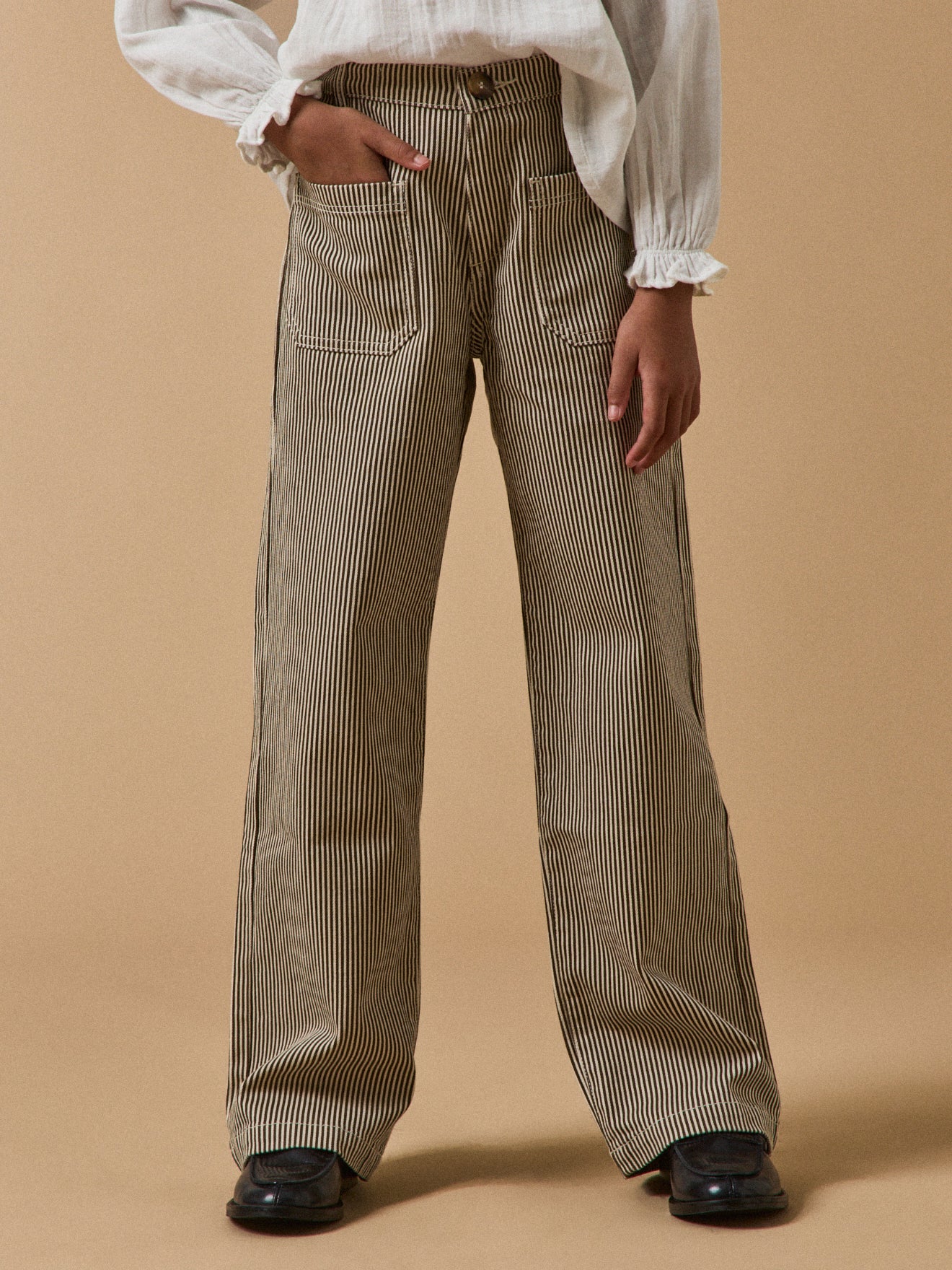 Girl's striped straight-leg trousers