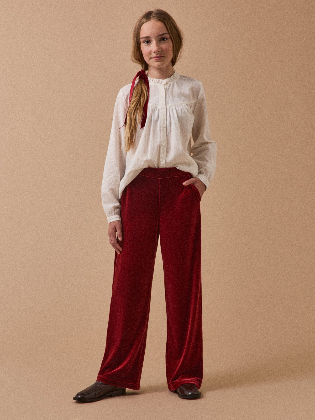 Girl's panne velvet trousers