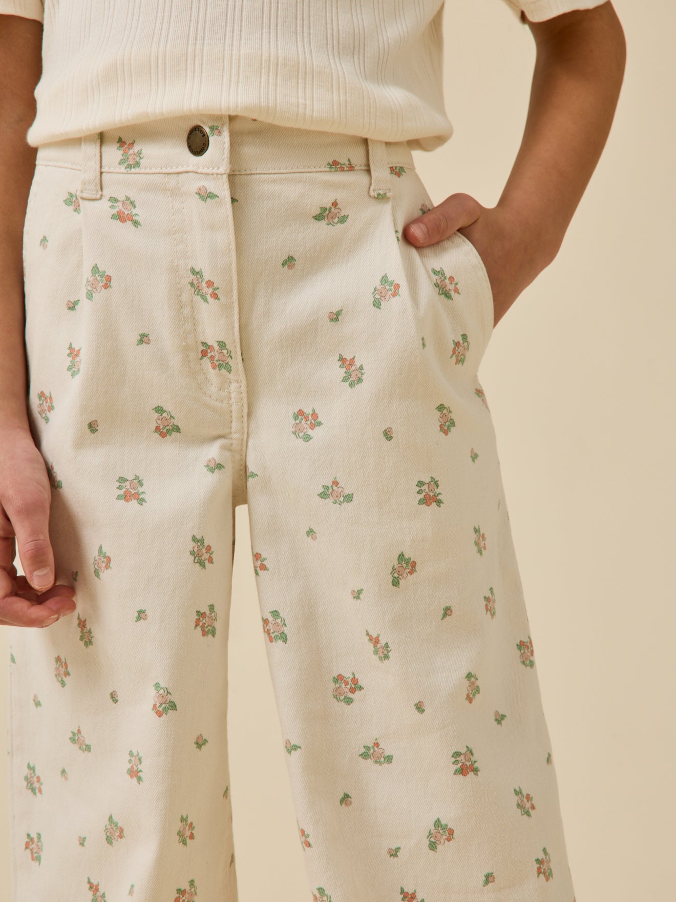 Girl's wide-leg print trousers