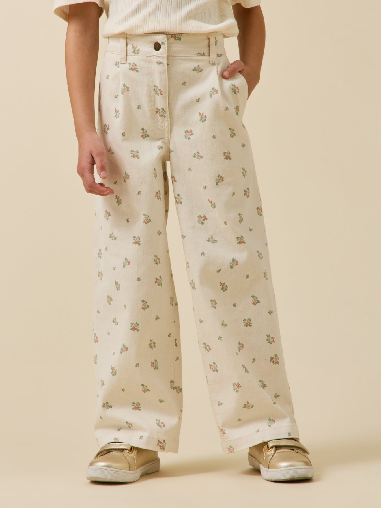Girl's wide-leg print trousers