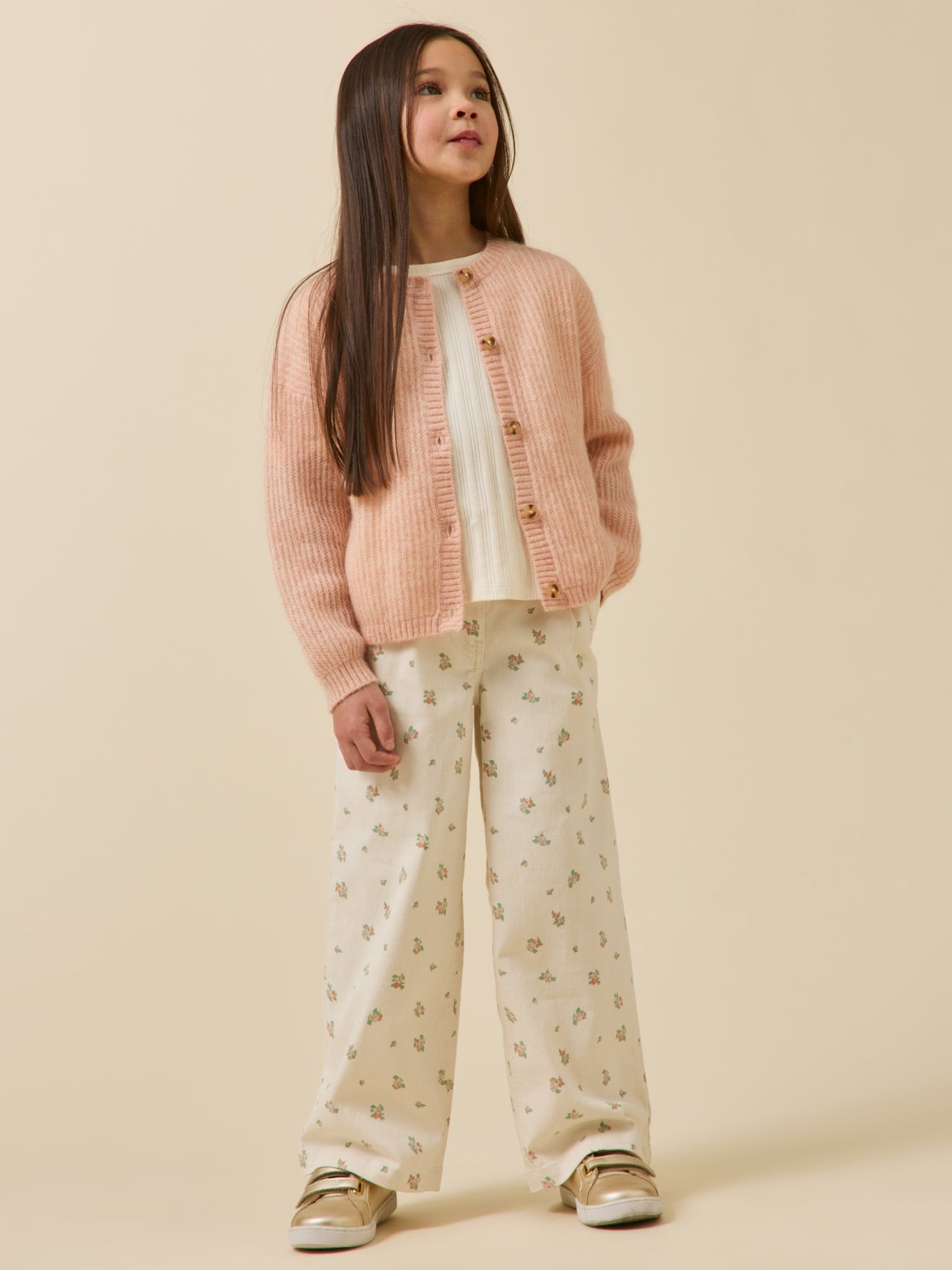 Girl's wide-leg print trousers