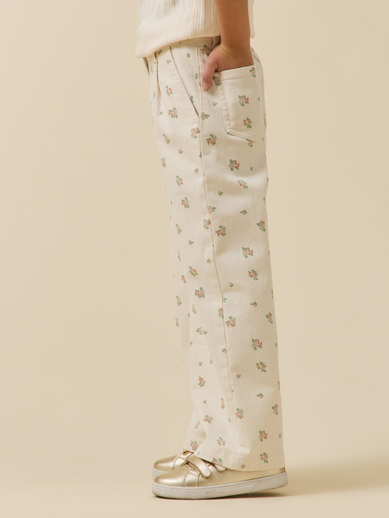 Girl's wide-leg print trousers