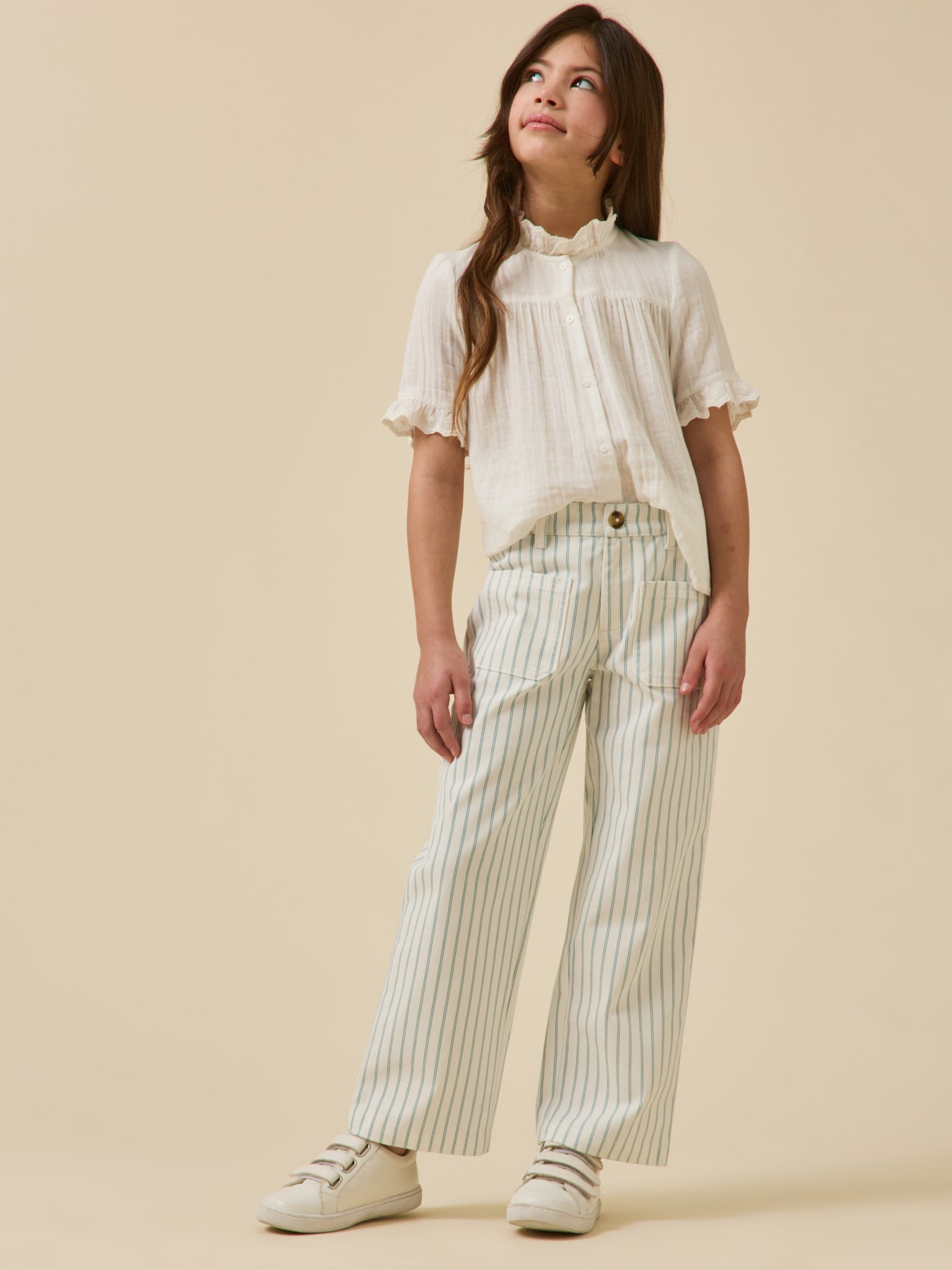 Pantalon en denim rayé Fille