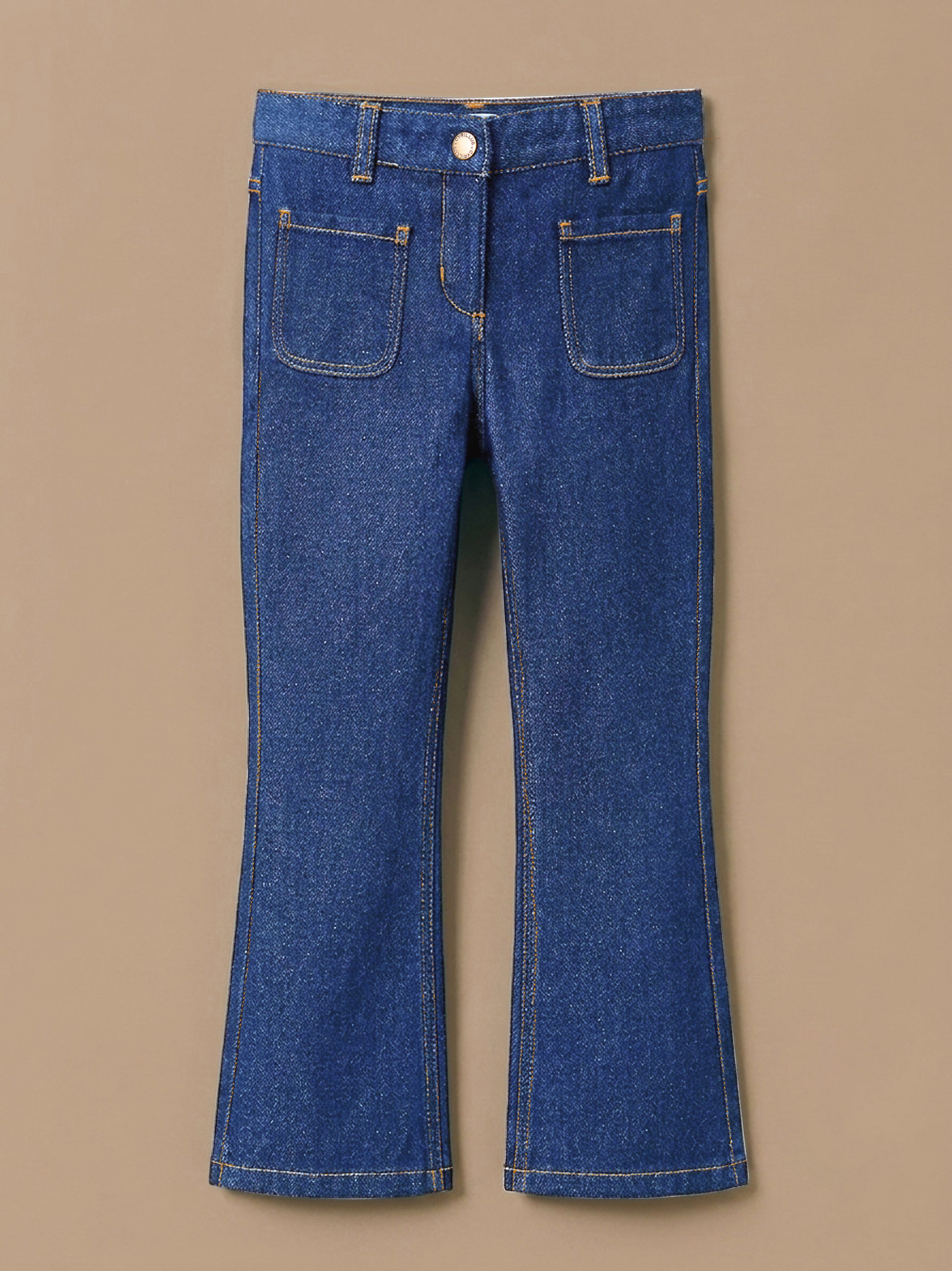 Girl's wide-leg denim trousers