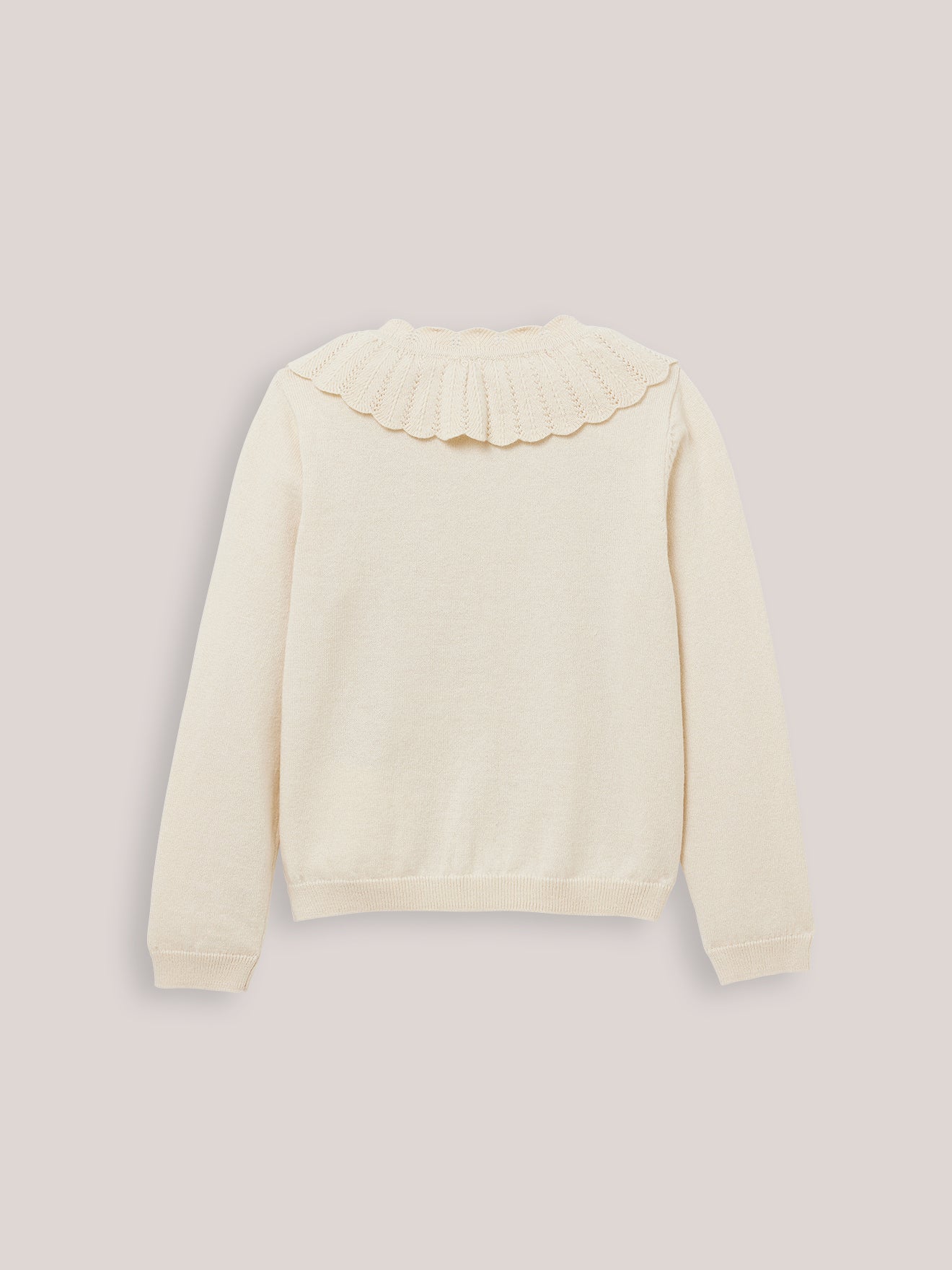 Girl's cardigan with pointelle collar