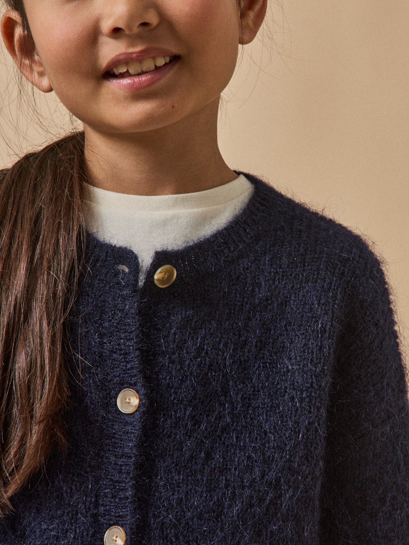 Girl's cardigan with mohair and wool