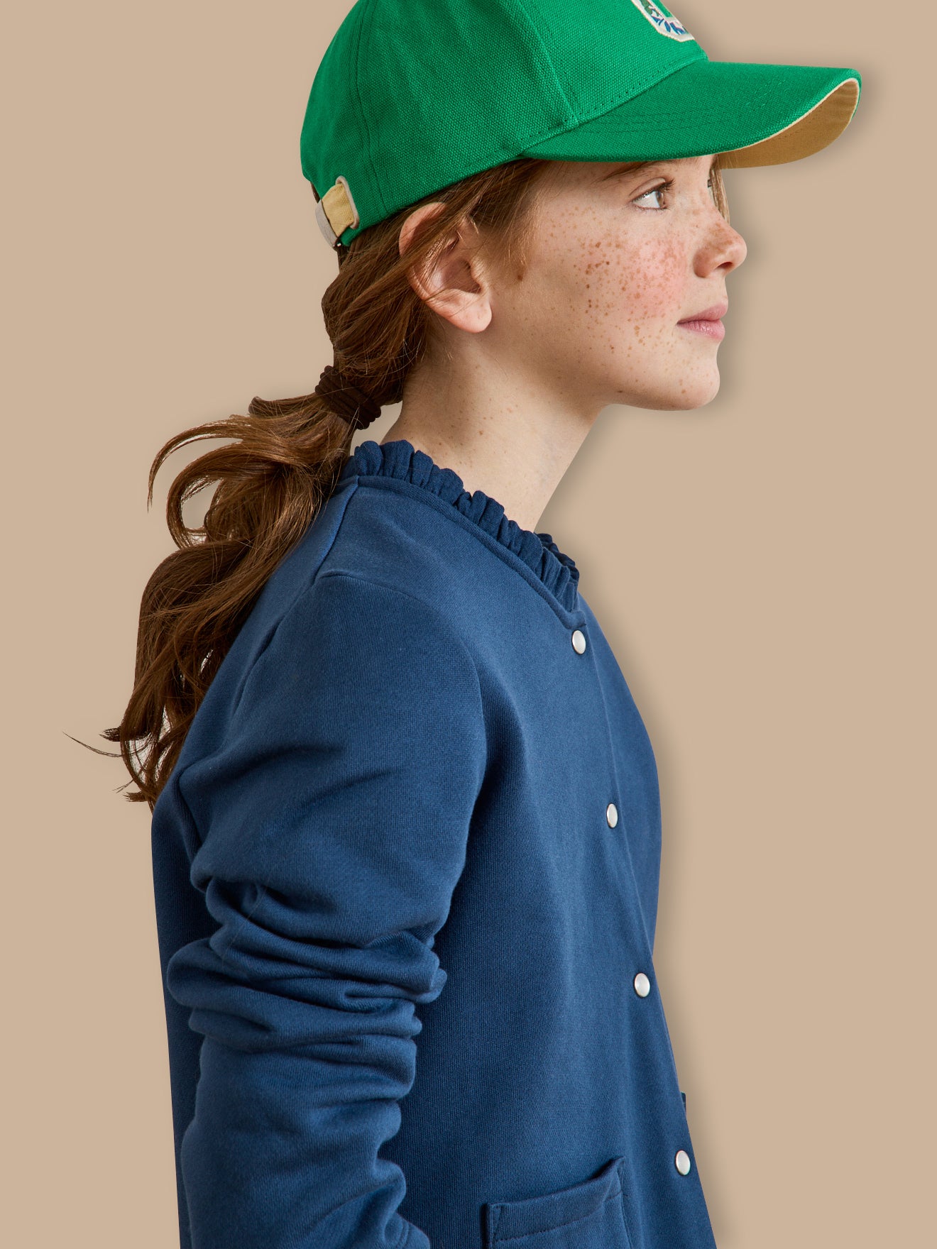 Girl's organic cotton fleece cardigan