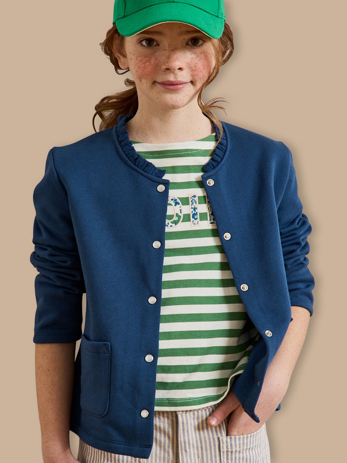 Girl's organic cotton fleece cardigan