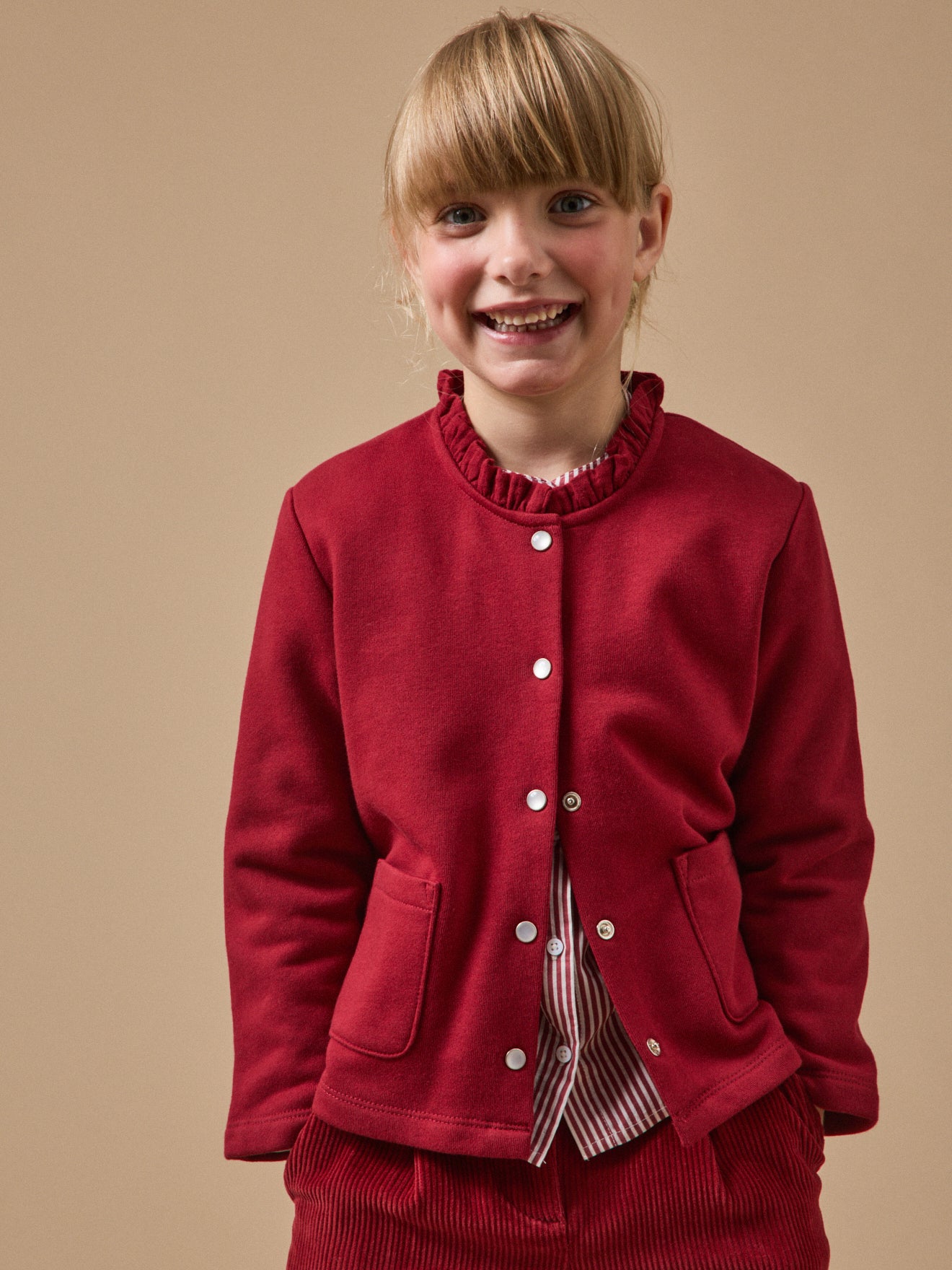 Girl's organic cotton fleece cardigan