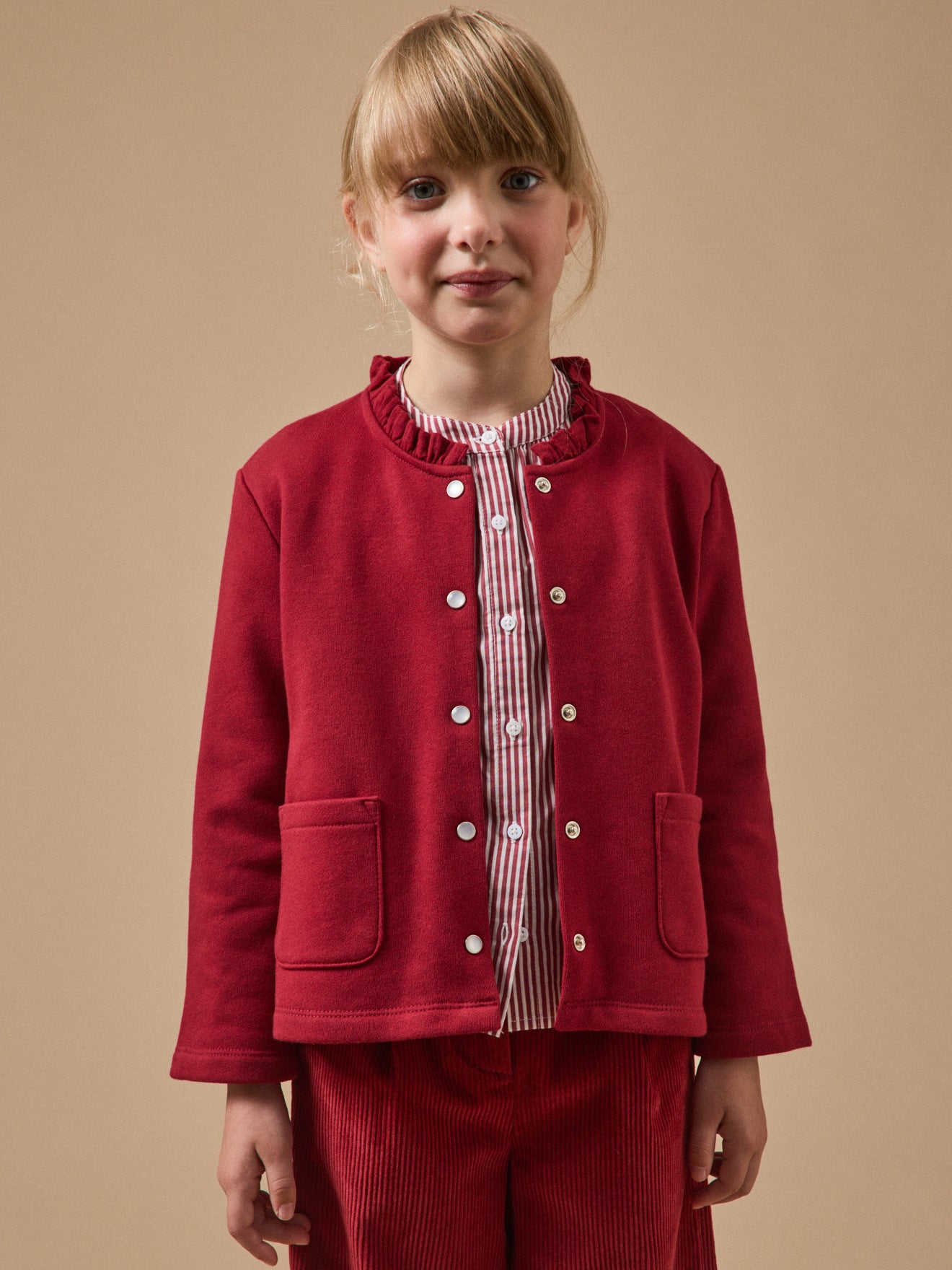 Girl's organic cotton fleece cardigan