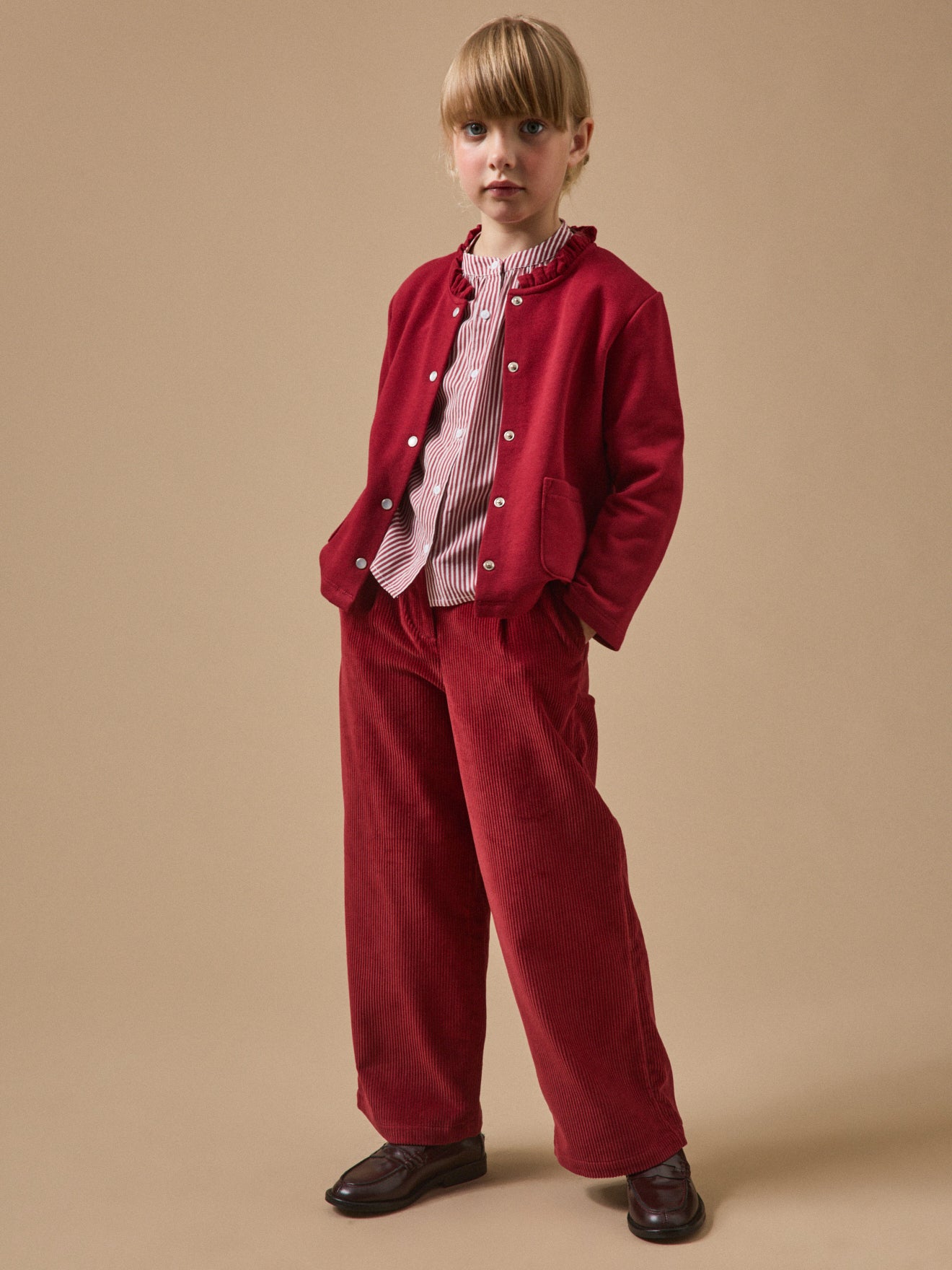 Girl's organic cotton fleece cardigan