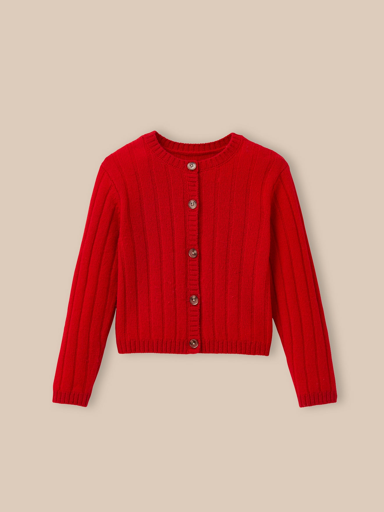 Girl's pure merino wool ribbed cardigan