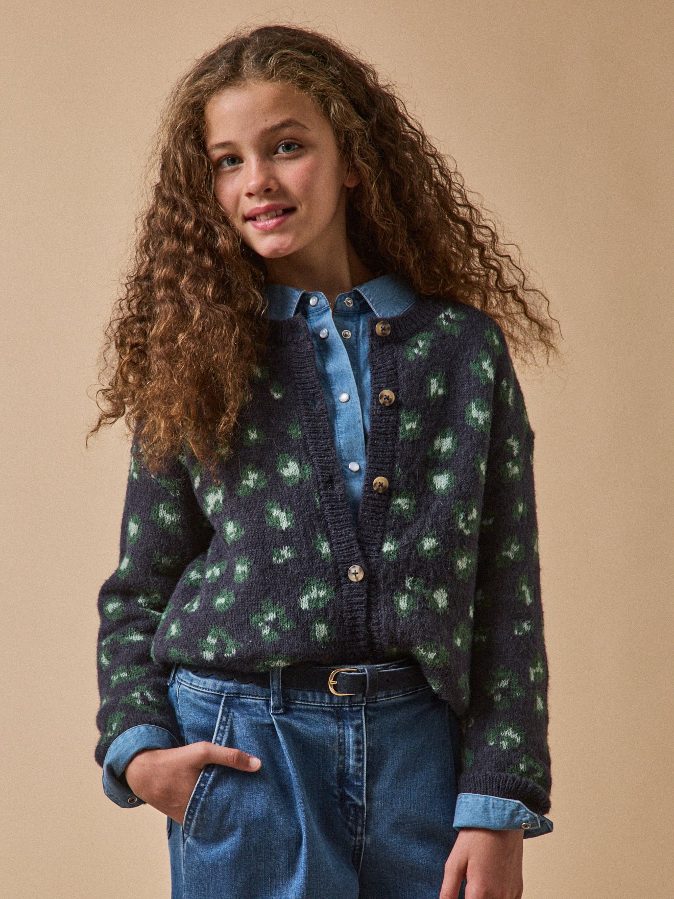 Cardigan motif léopard Fille