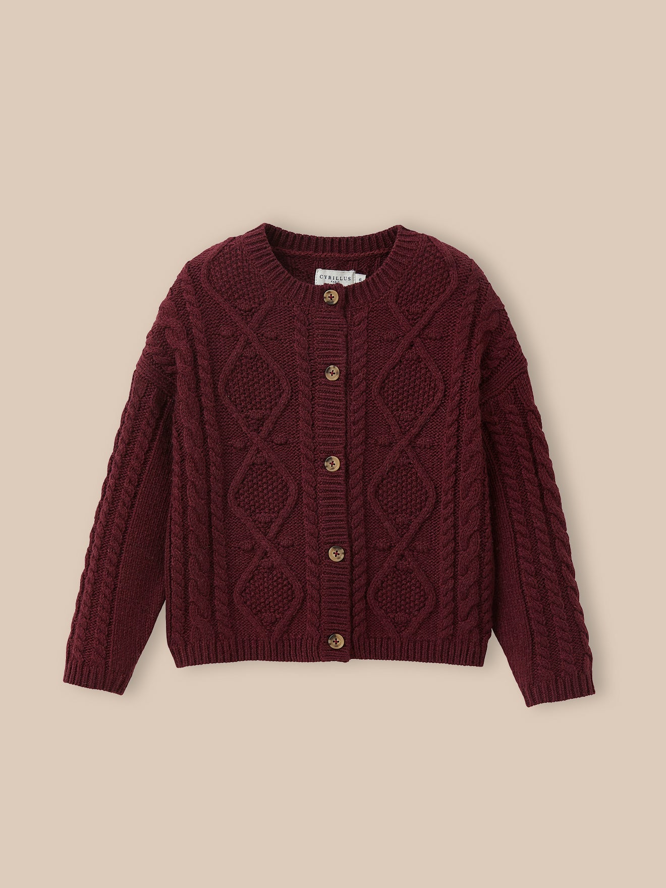Girl's cable-knit RWS* wool cardigan