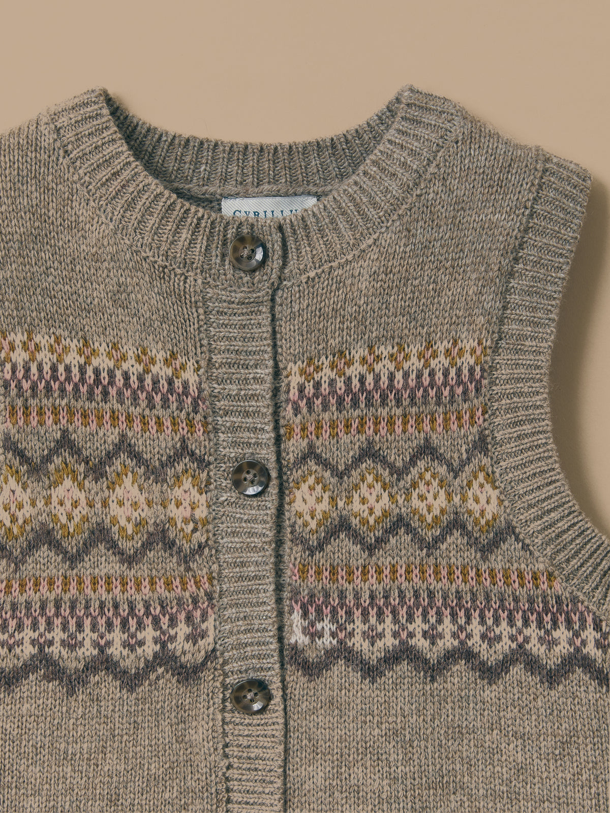Girl's sleeveless jacquard cardigan