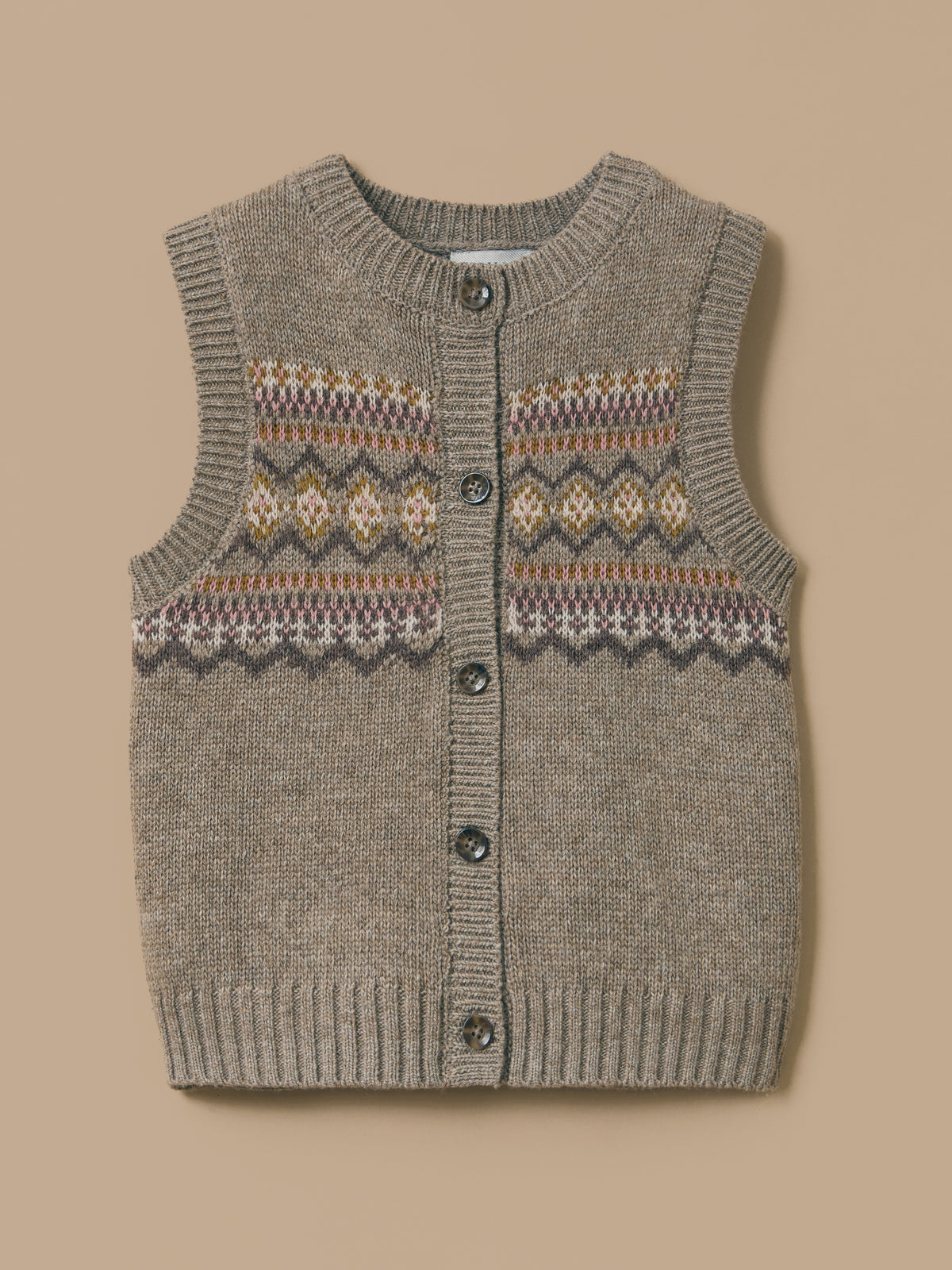 Girl's sleeveless jacquard cardigan