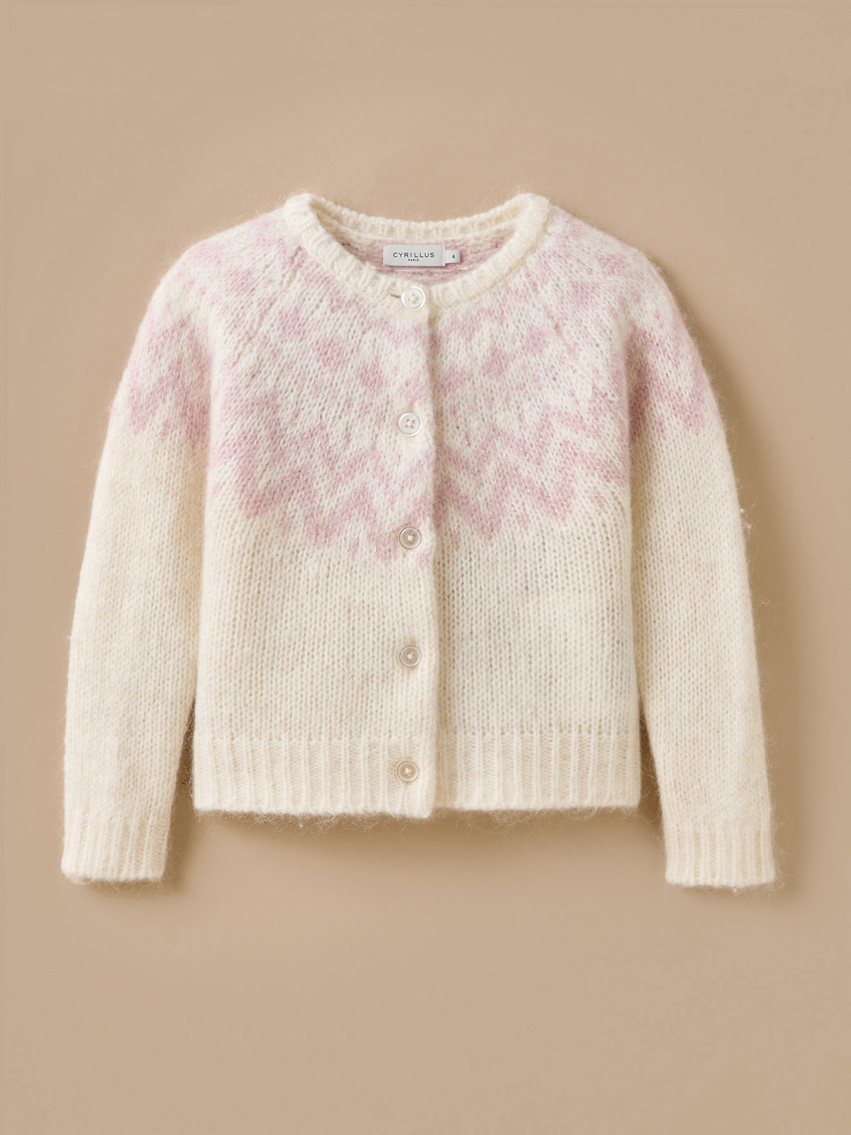 Cardigan jacquard avec laine Fille