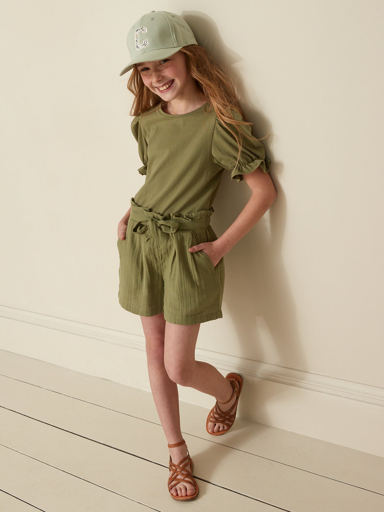 Girl's organic cotton gauze shorts