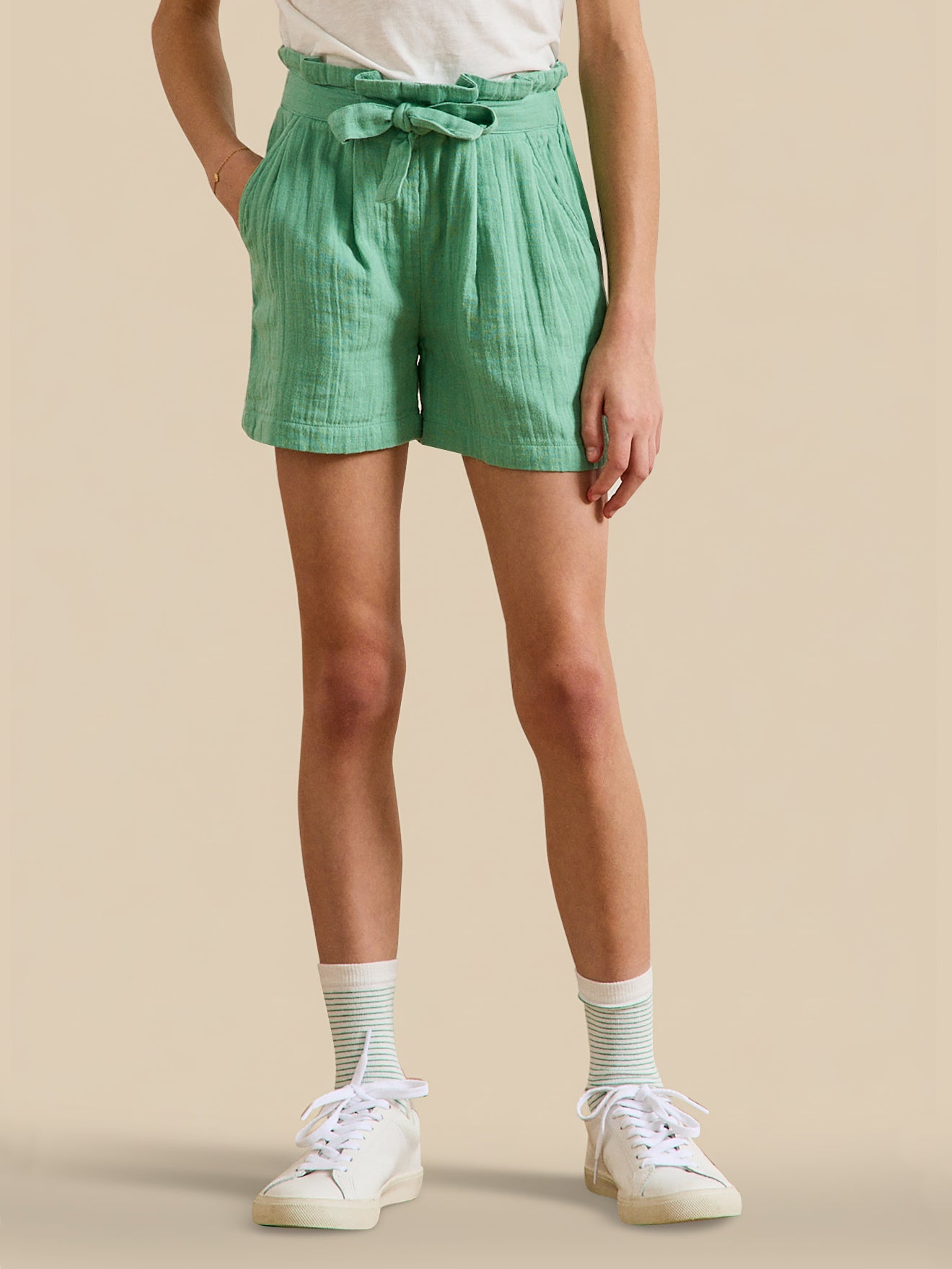 Girl's organic cotton gauze shorts