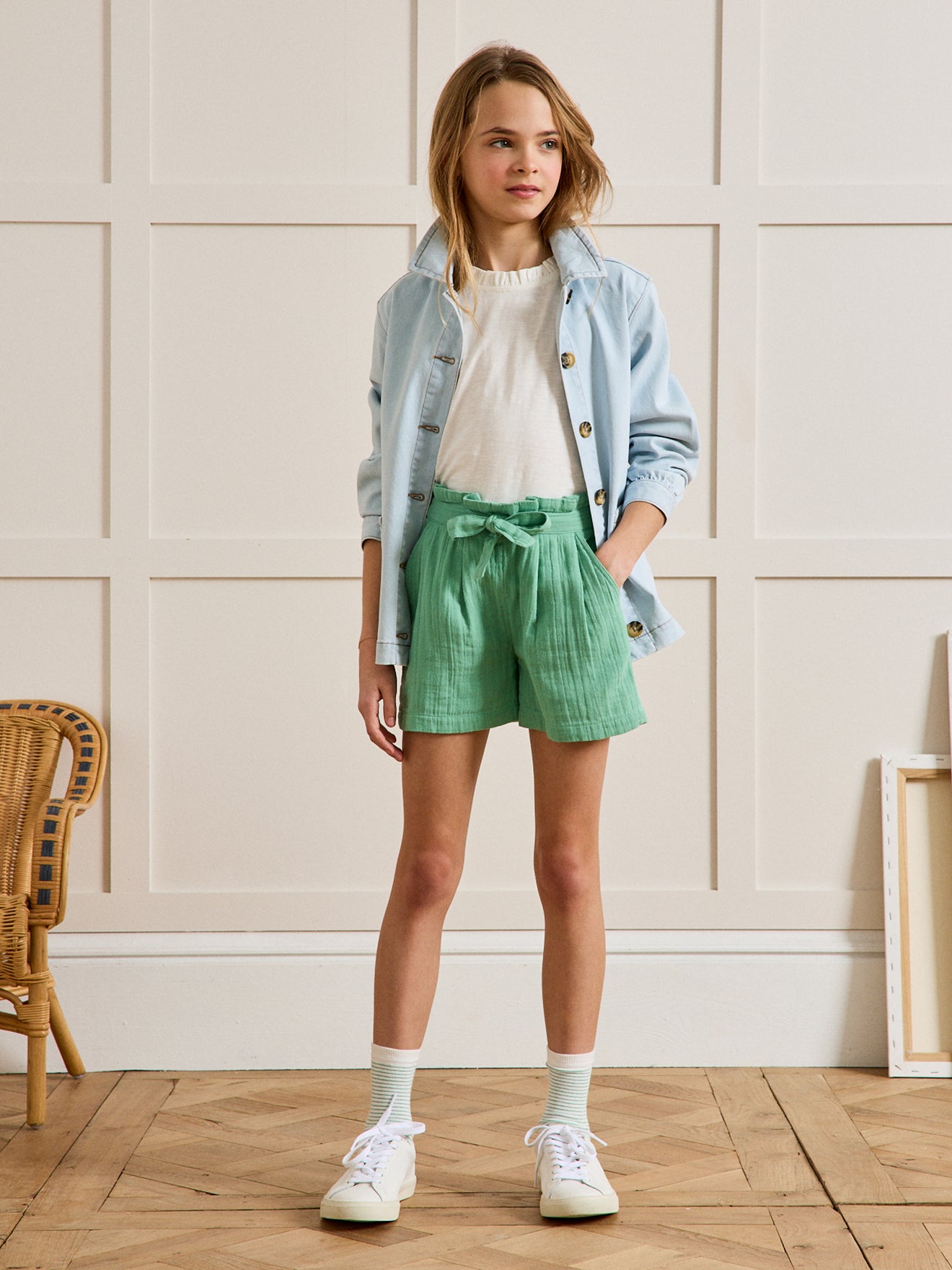 Girl's organic cotton gauze shorts